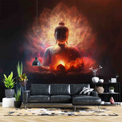 3D Buddha Lotus Light warm Buddha lotus meditation scene wall mural wallpaper for living room - view 4