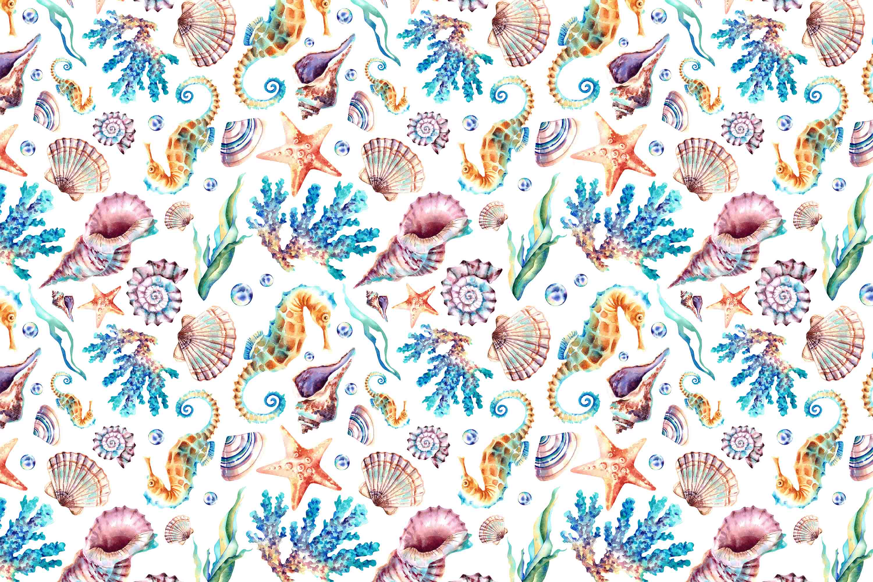 3D Animal Conch Starfish Sea Snail Sea Horse Wall Mural Wallpaper YXL 45