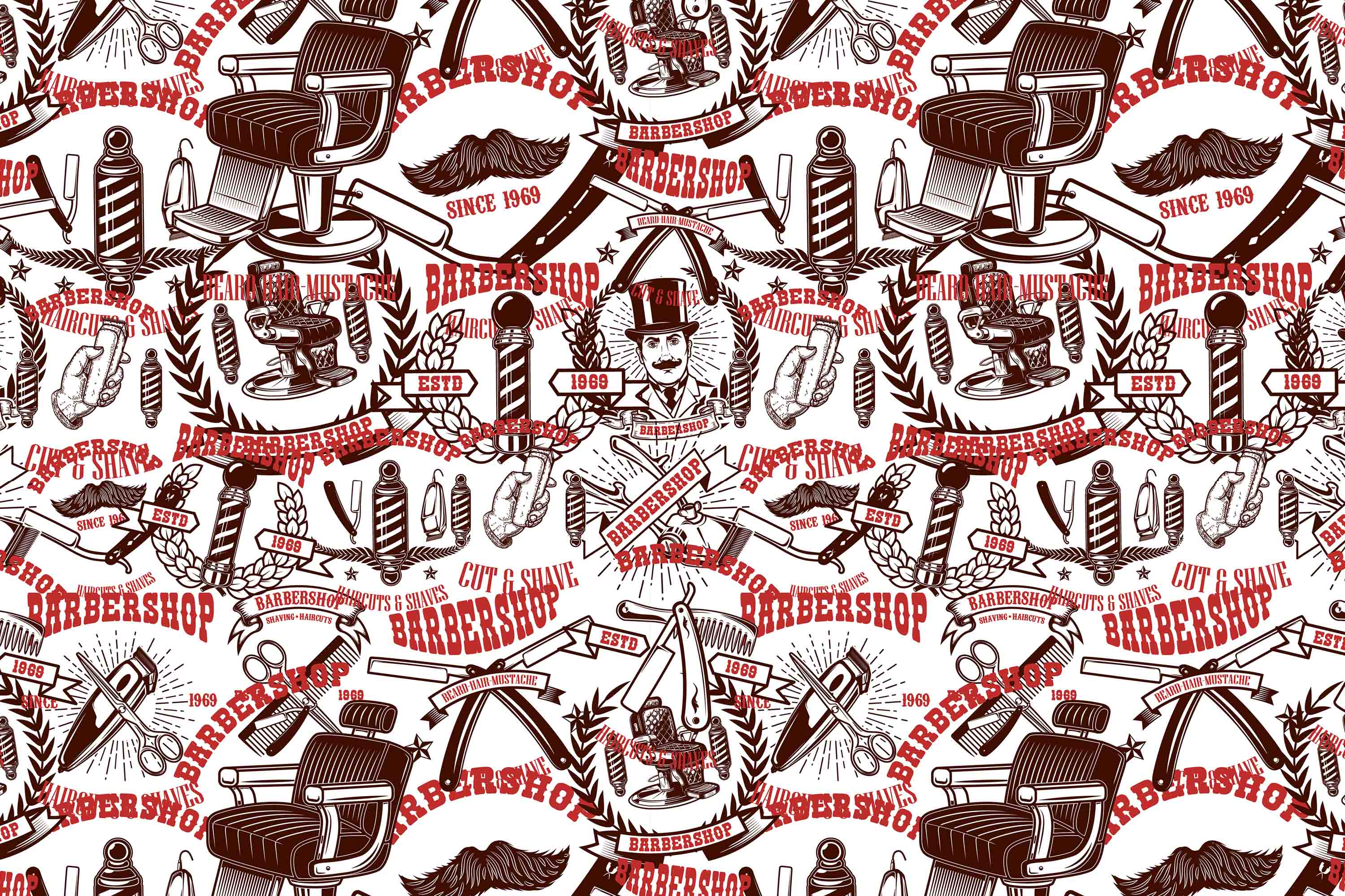 3D Barber Shop Hair Salon Haircut Specialist Wall Mural Wallpaper 3