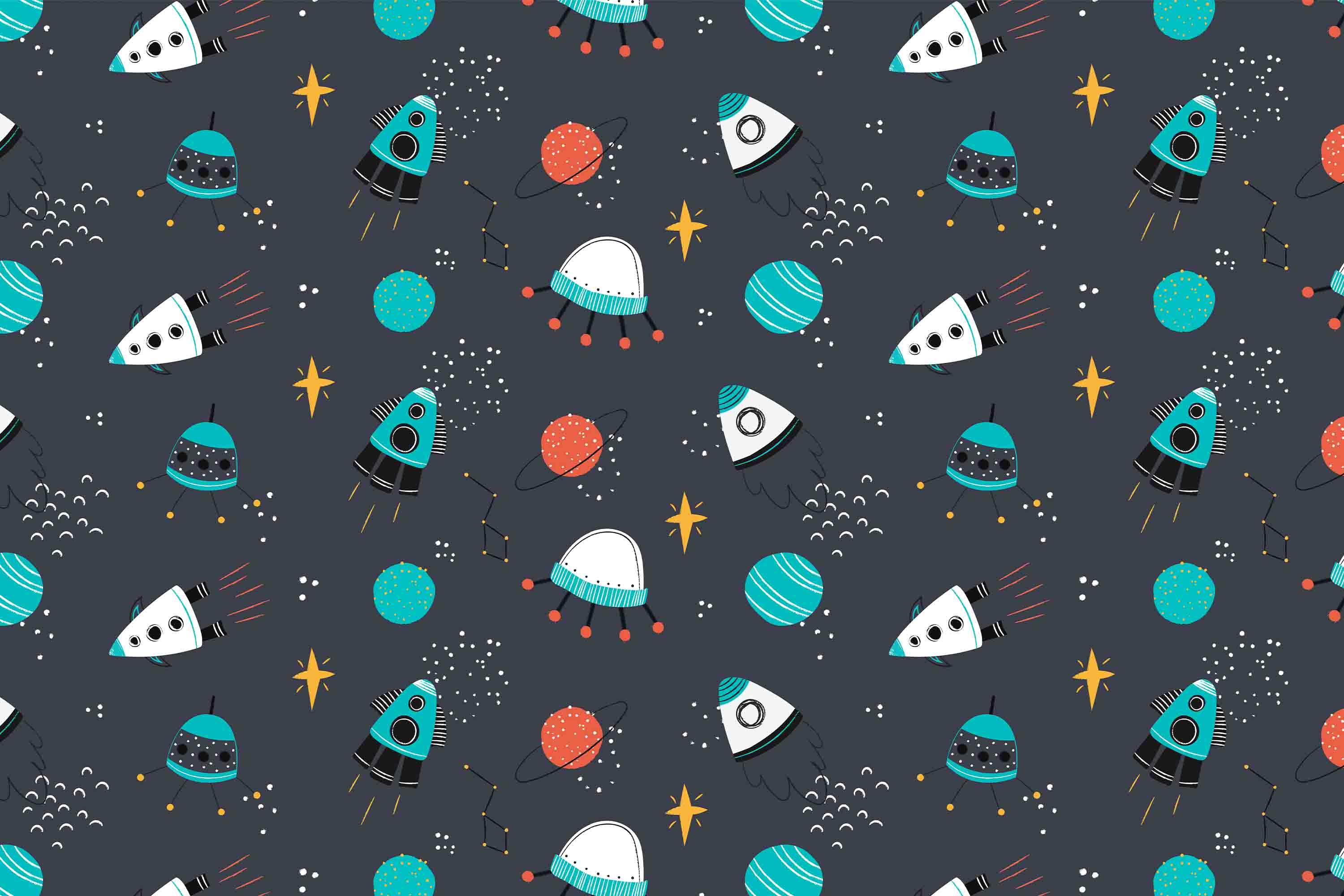 3D Cartoon Space Shuttle Planet Kids Wallpaper Wall Mural Wall Decor Wall Art Wall Sticker Remoable Wallpaper
