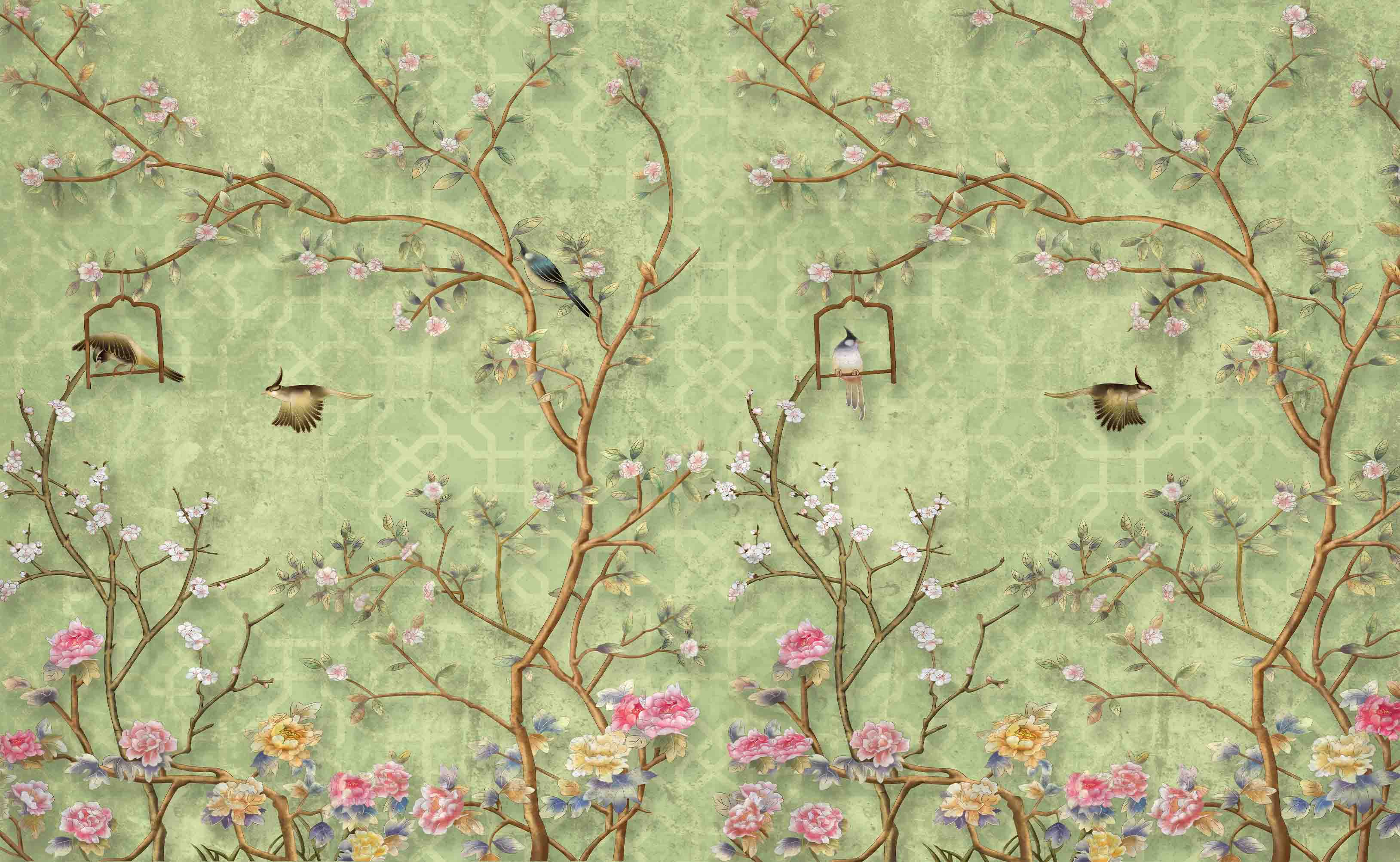 3D Aged Care Retirement Home Gerocomium Rest Home Floral Bird Vintage Wall Mural Wallpaper 7