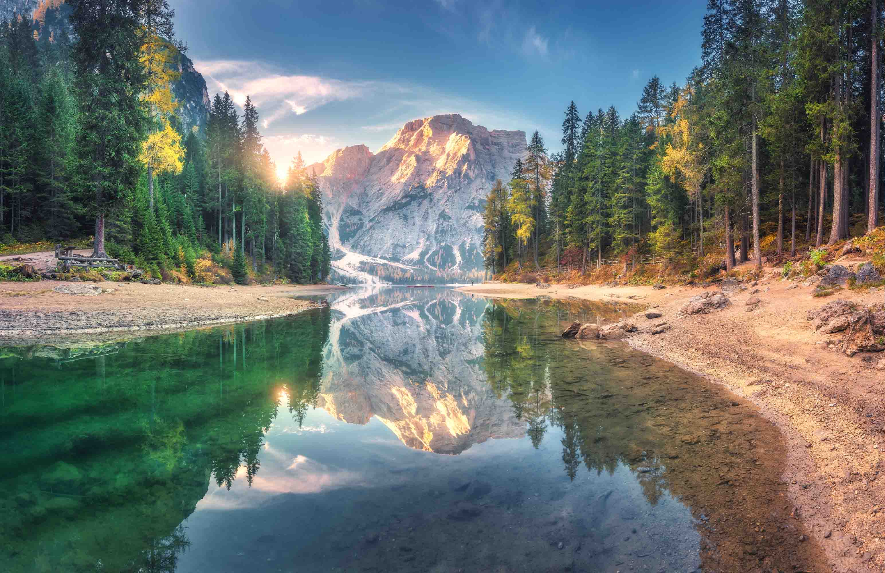 3D Hotel Inn Motel Hostel Resort Manor Scenery Mountains River Wall Mural Wallpaper 26