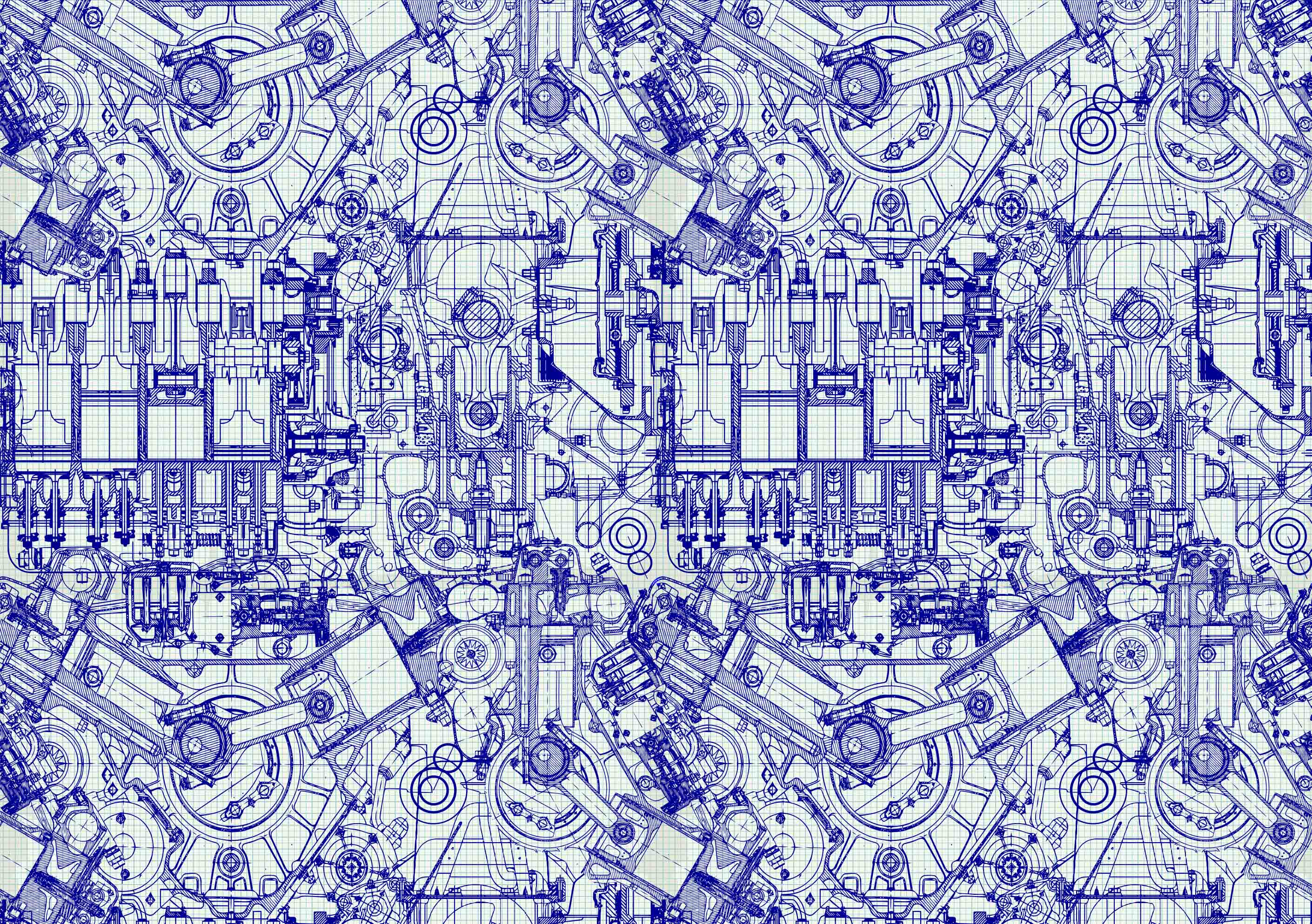 3D Retro Automotive Engineering Blueprint Style Steampunk Wallpaper Wall Mural Wall Decor Wall Art Wall Sticker Remoable Wallpaper