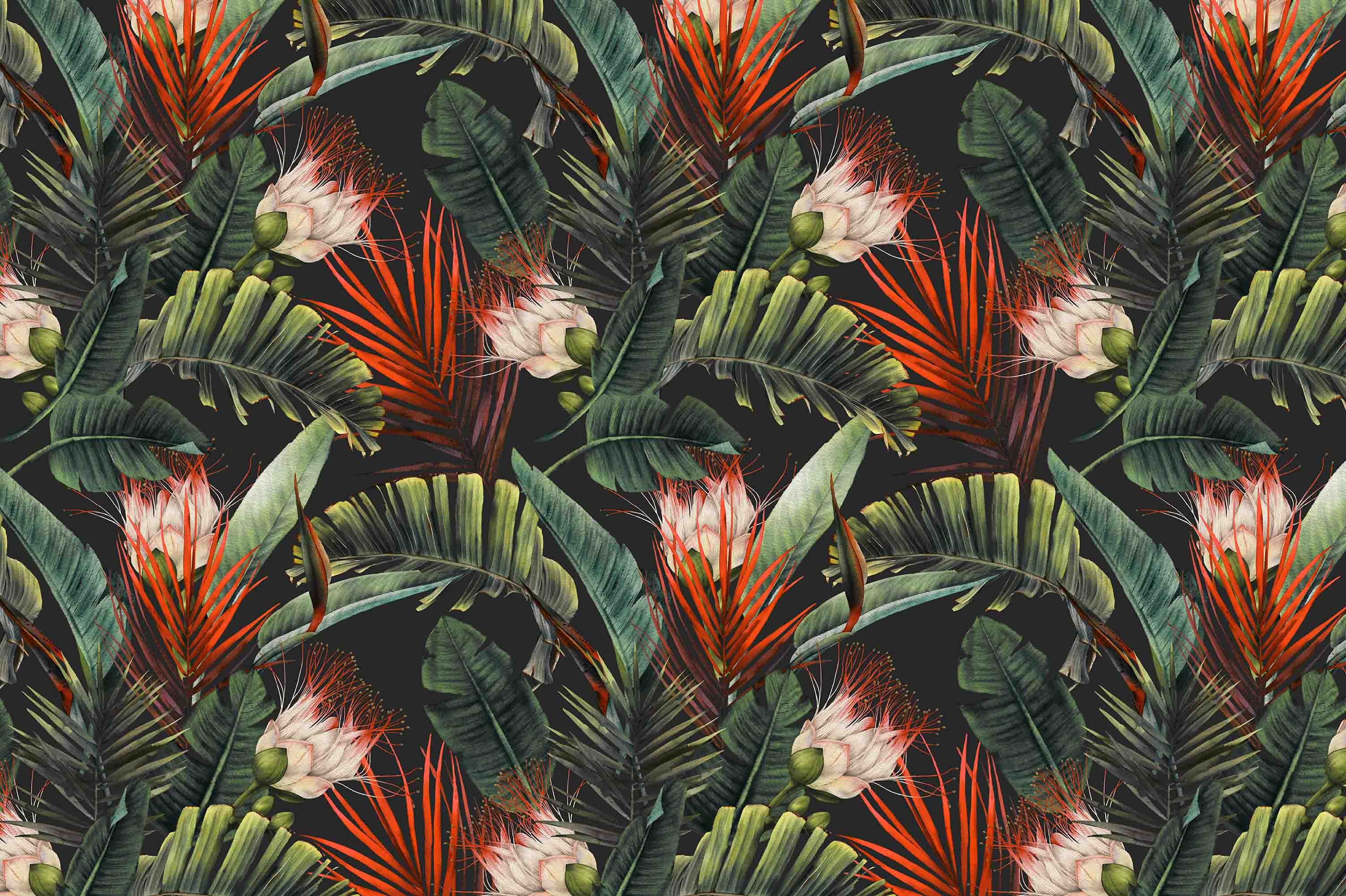 3D Retail Shop Store Market Trade Floral Leaves Pattern Wall Mural Wallpaper 4