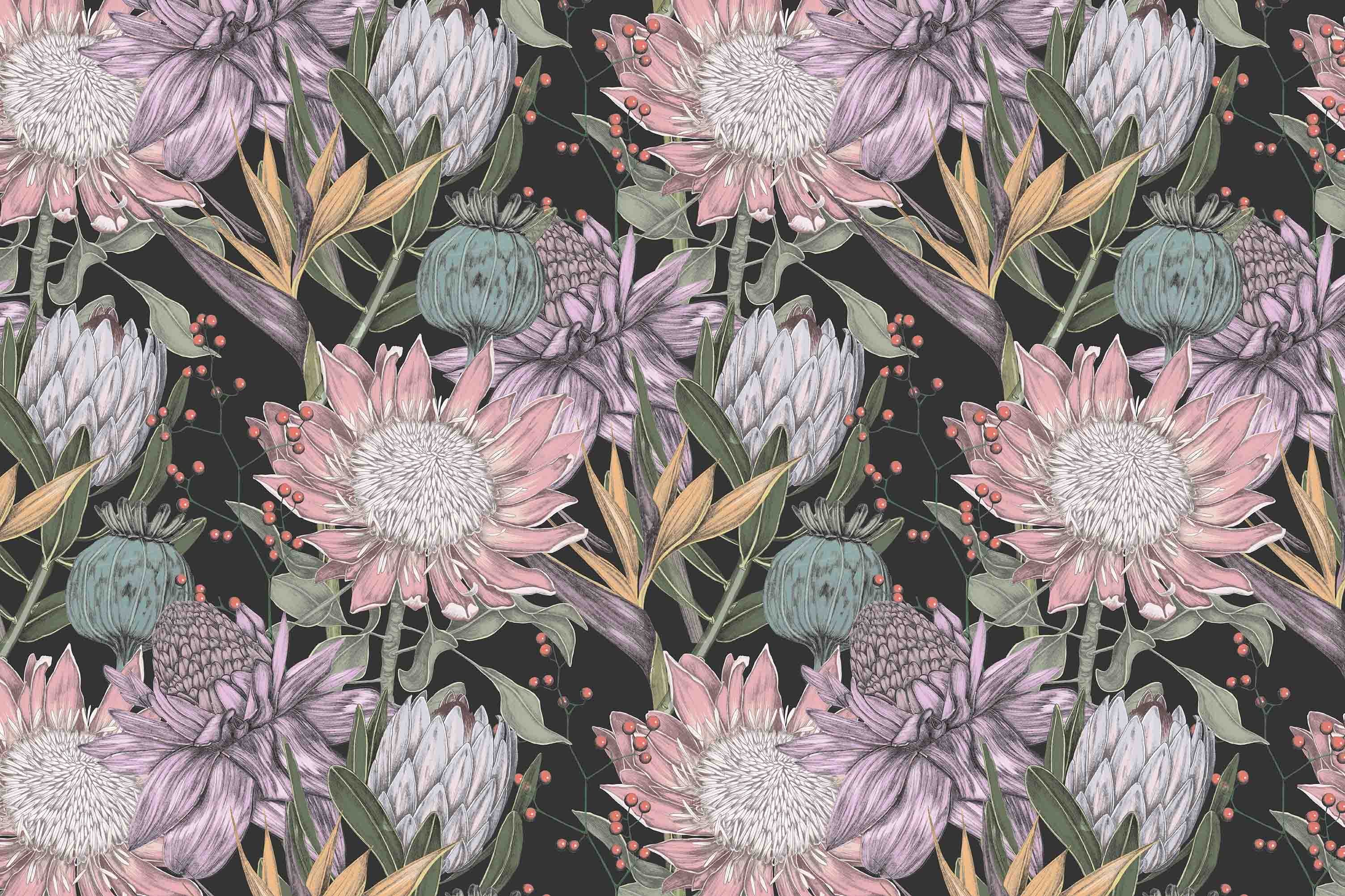 3D Retail Shop Store Market Trade Floral Pattern Wall Mural Wallpaper 2