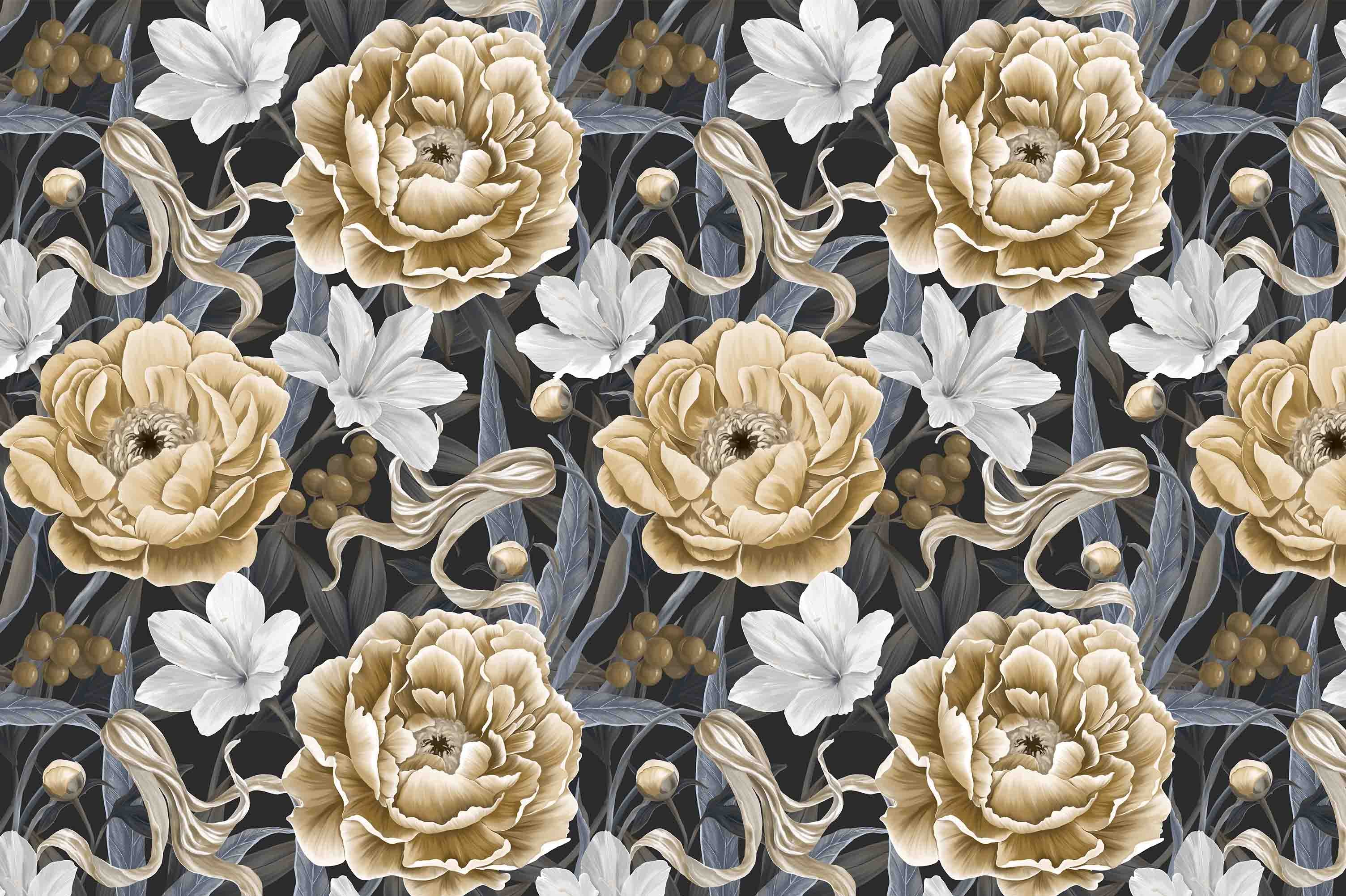 3D Retail Shop Store Market Trade Floral Pattern Wall Mural Wallpaper 0