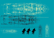 3D Retro Ship Submarine Engineering Blueprint Style Steampunk Wallpaper Wall Mural Wall Decor Wall Art Wall Sticker Remoable Wallpaper