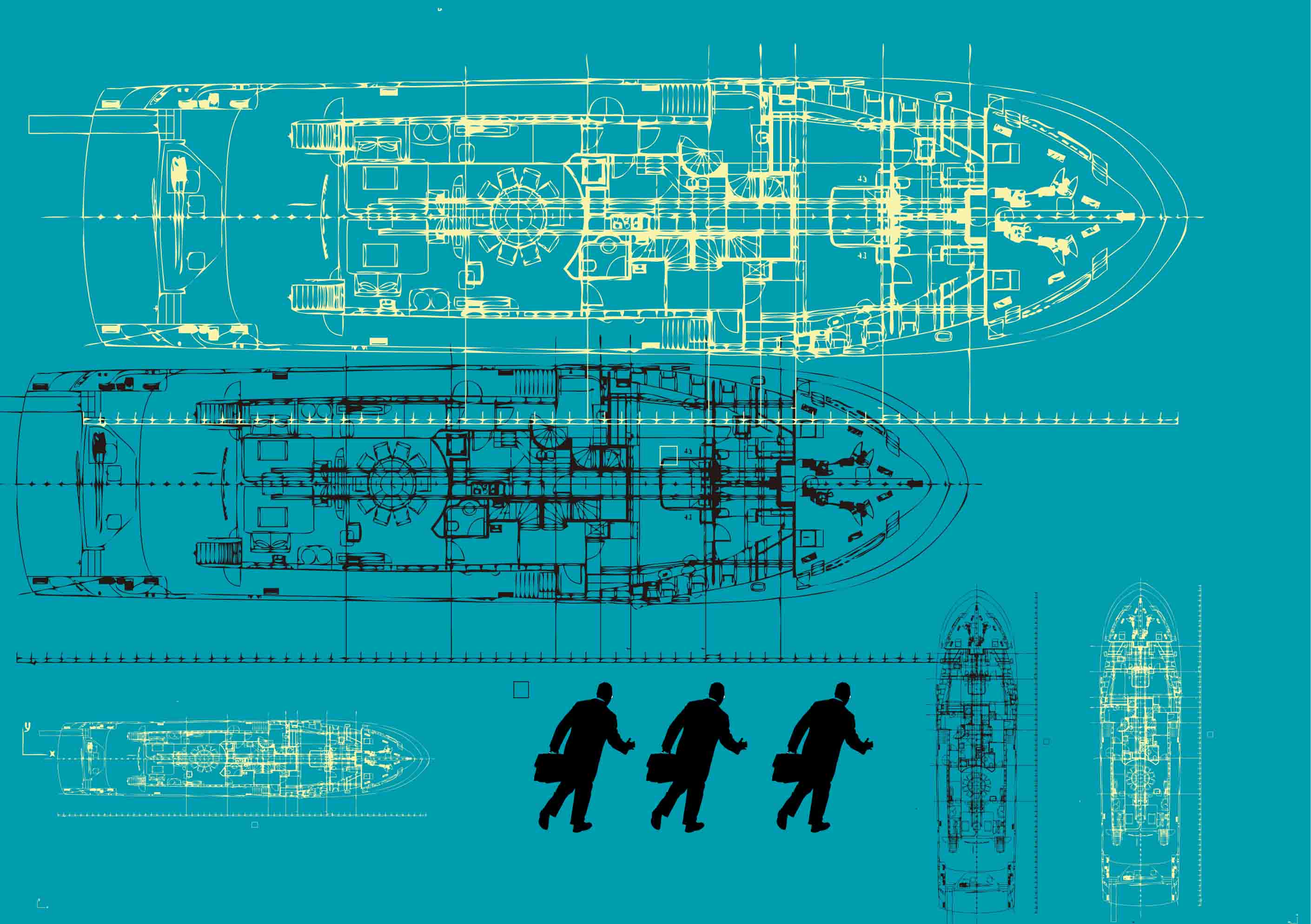 3D Retro Ship Submarine Engineering Blueprint Style Steampunk Wallpaper Wall Mural Wall Decor Wall Art Wall Sticker Remoable Wallpaper