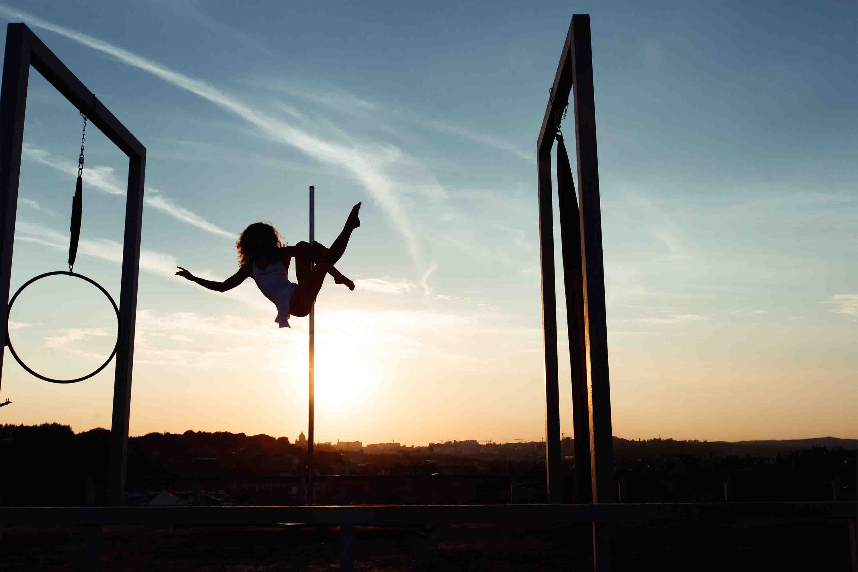 3D Horizontal Bar Person Sunlight Sky Wall Mural Wallpaper YXL 129