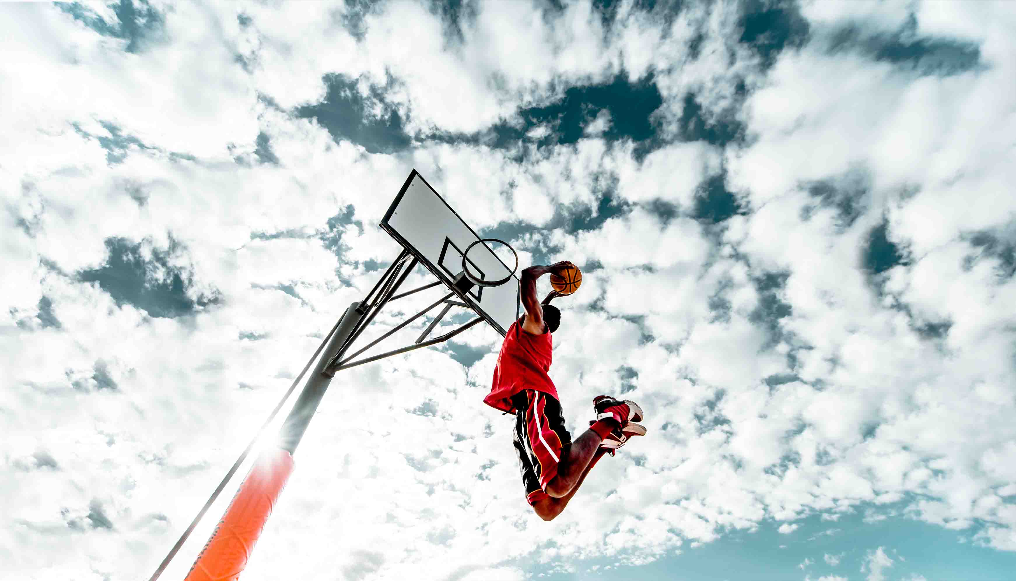 3D Basketball Person Cloud Sky Wall Mural Wallpaper YXL 136