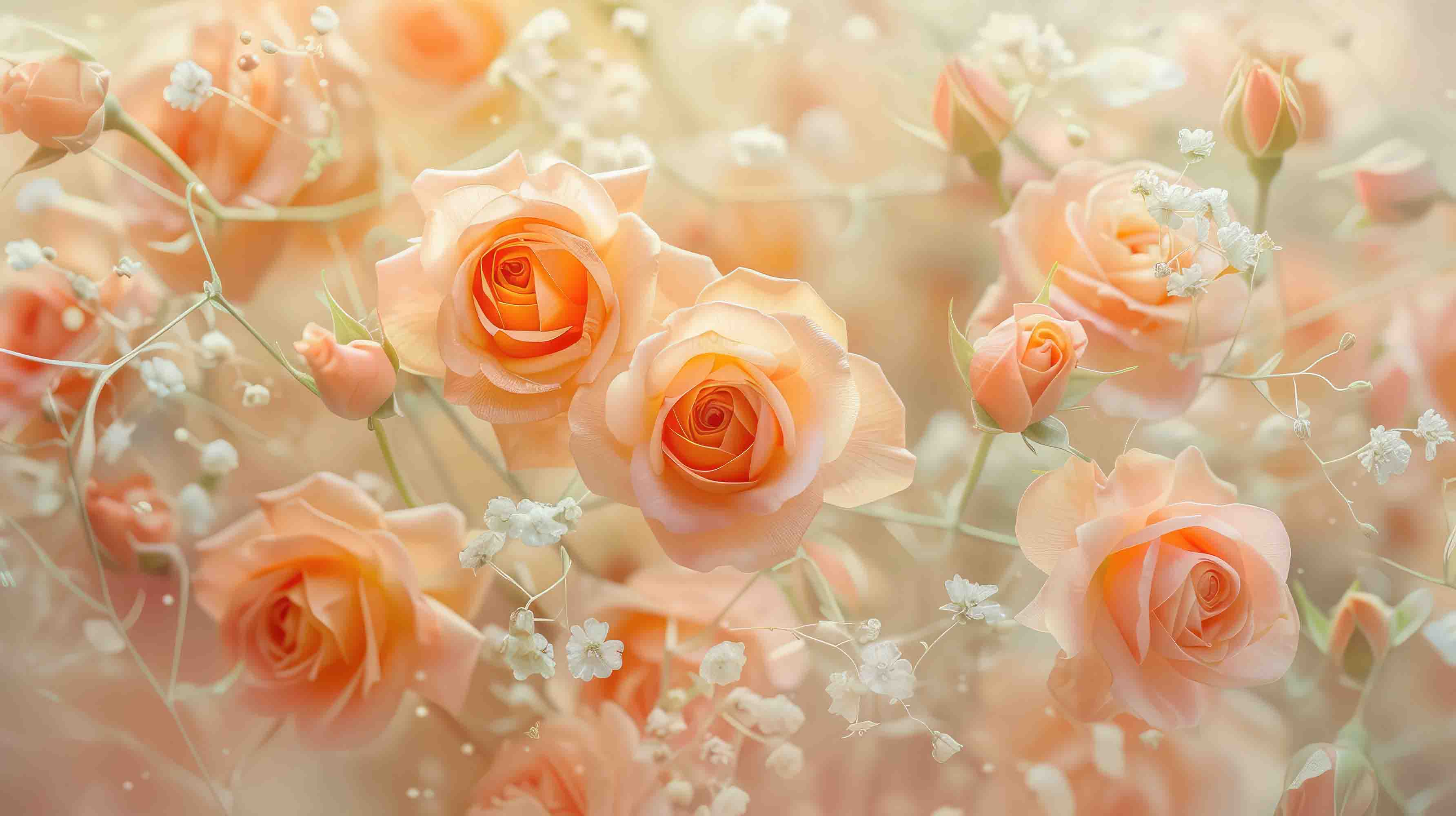 3D Orange Rose Flower Wallpaper Wall Mural Wall Decor Wall Art Wall Sticker Remoable Wallpaper