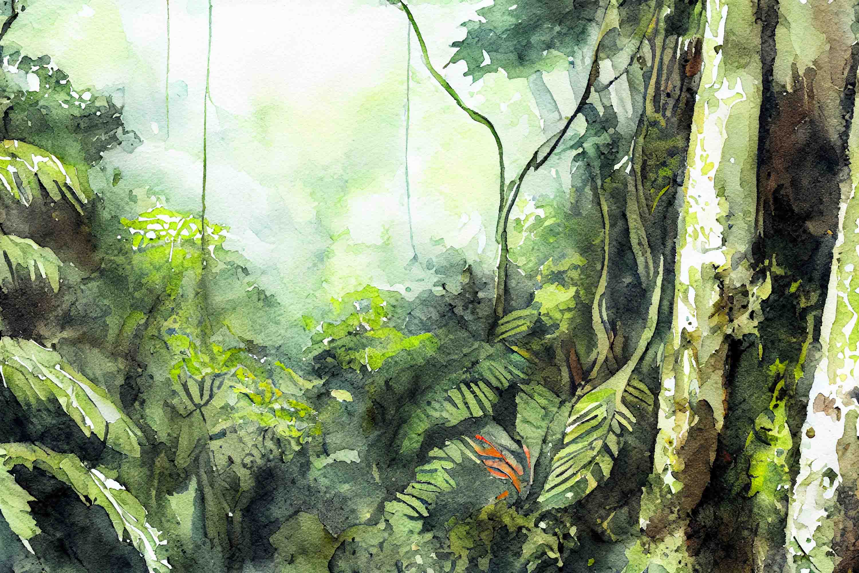 3D Watercolor Tropical Forest Coconut Tree Wallpaper Wall Mural Wall Decor Wall Art Wall Sticker Remoable Wallpaper LQH