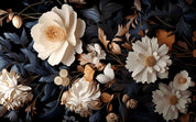 3D Floral Leaves Dark Background Wallpaper Wall Mural Wall Decor Wall Art Wall Sticker Remoable Wallpaper