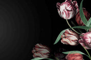 3D Red Tulip Leaves Dark Background Wallpaper Wall Mural Wall Decor Wall Art Wall Sticker Remoable Wallpaper