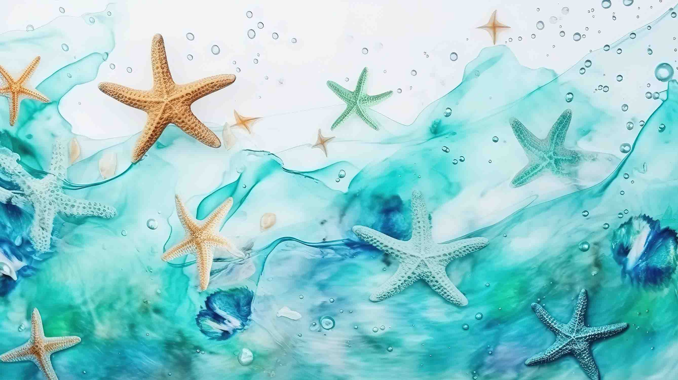 3D Animal Starfish Sea Ripple Bubble Wall Mural Wallpaper YXL 52