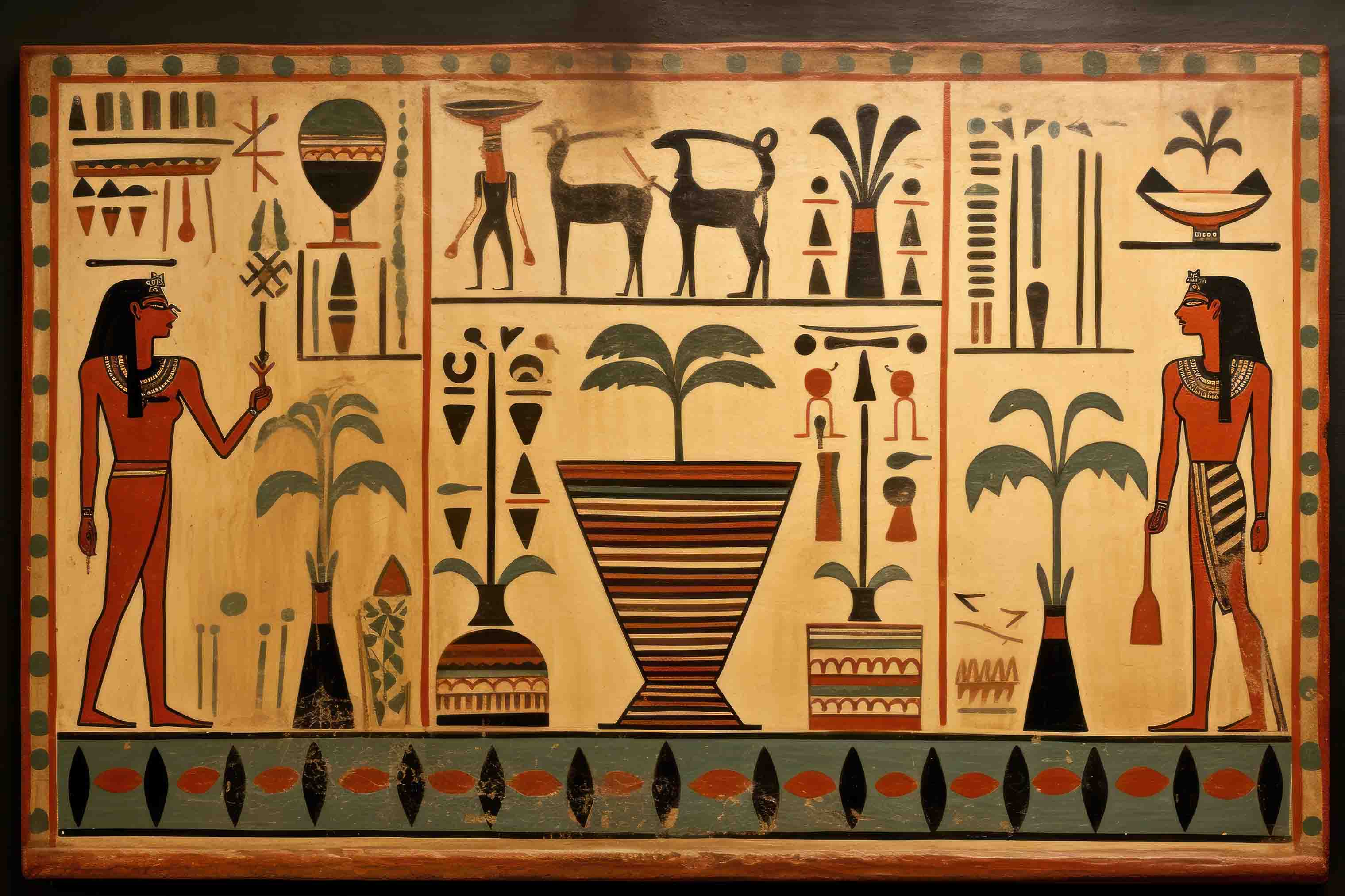 3D Egyptian Hieroglyphics Engraving Painting Ancient Plants Wallpaper Wall Mural Wall Decor Wall Art Wall Sticker Remoable Wallpaper LQH 7
