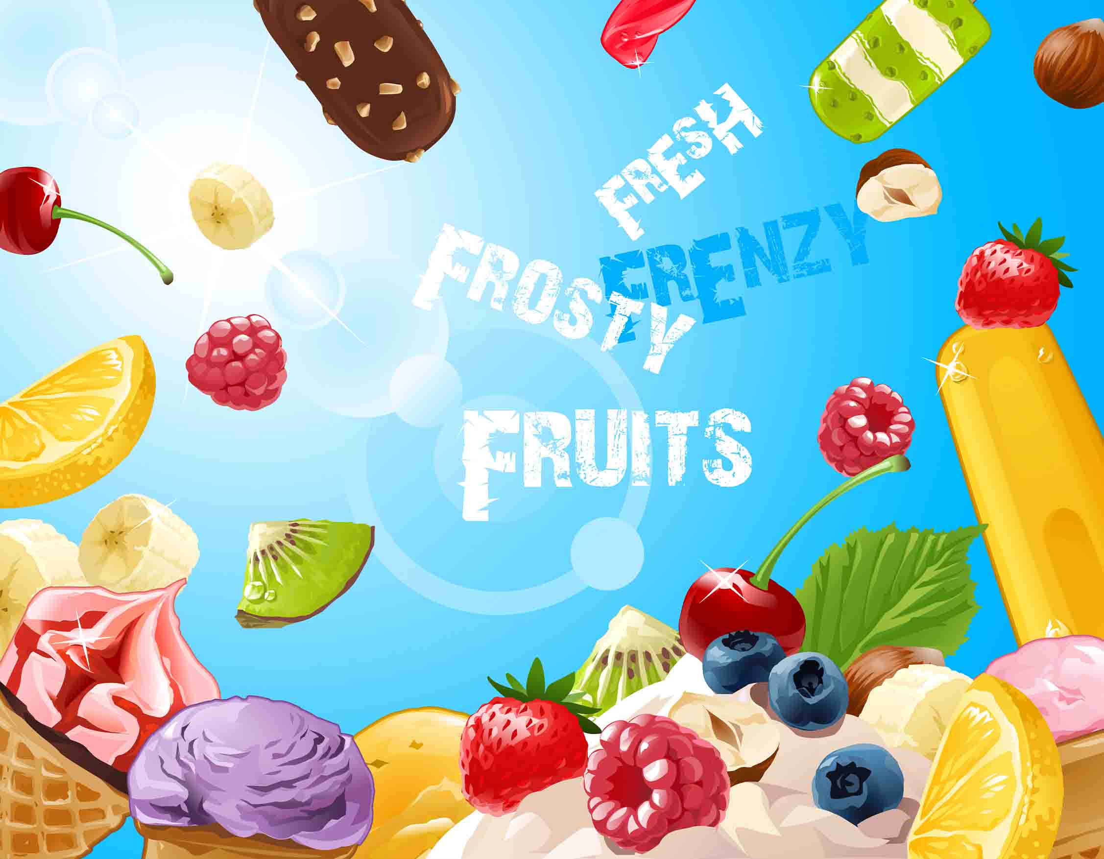 3D Ice Cream Popsicle Blue Sunlight Wall Mural Wallpaper YXL 2332
