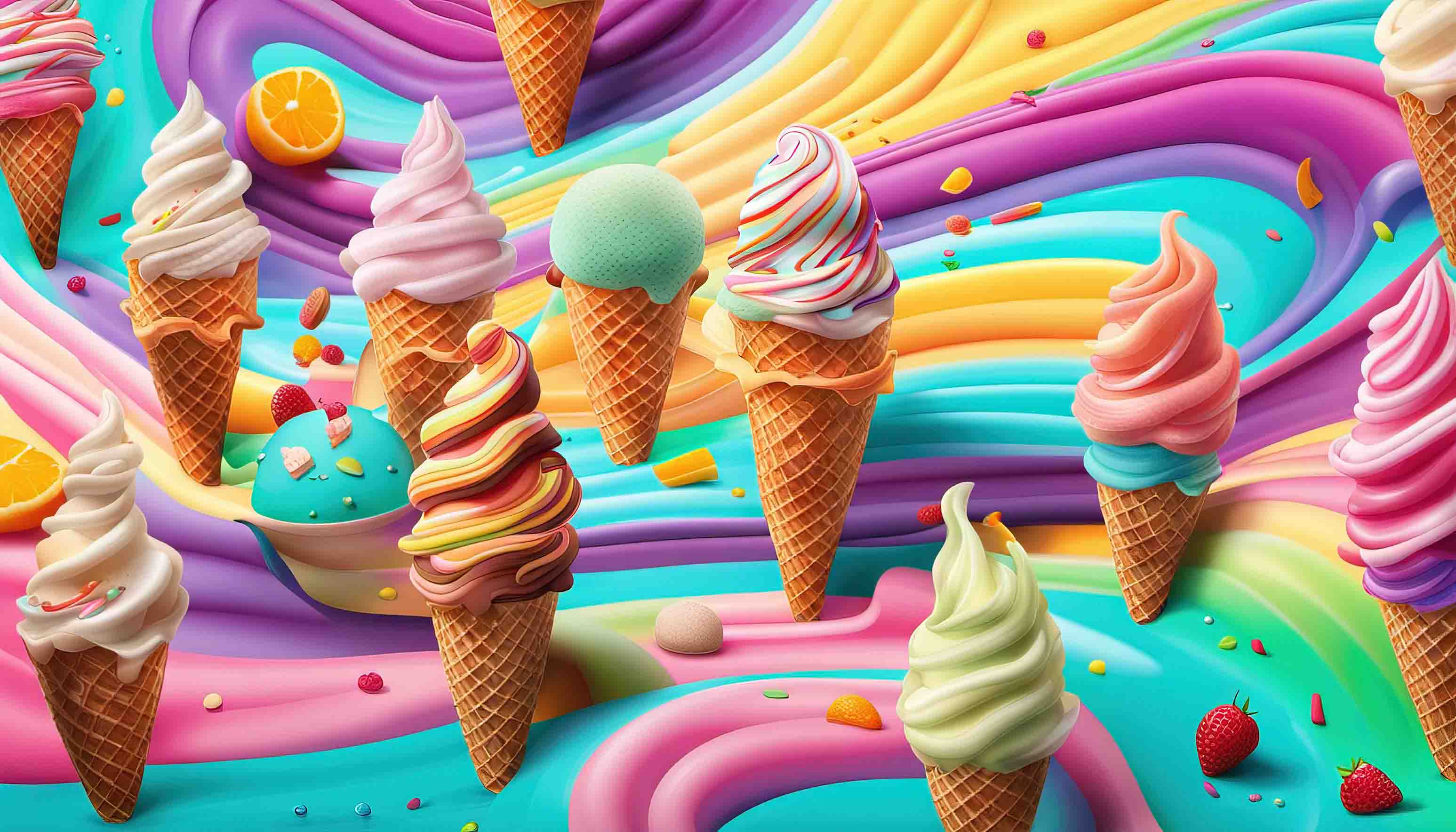 3D Ice Cream Chocolate Spread Ripple Wall Mural Wallpaper YXL 2337