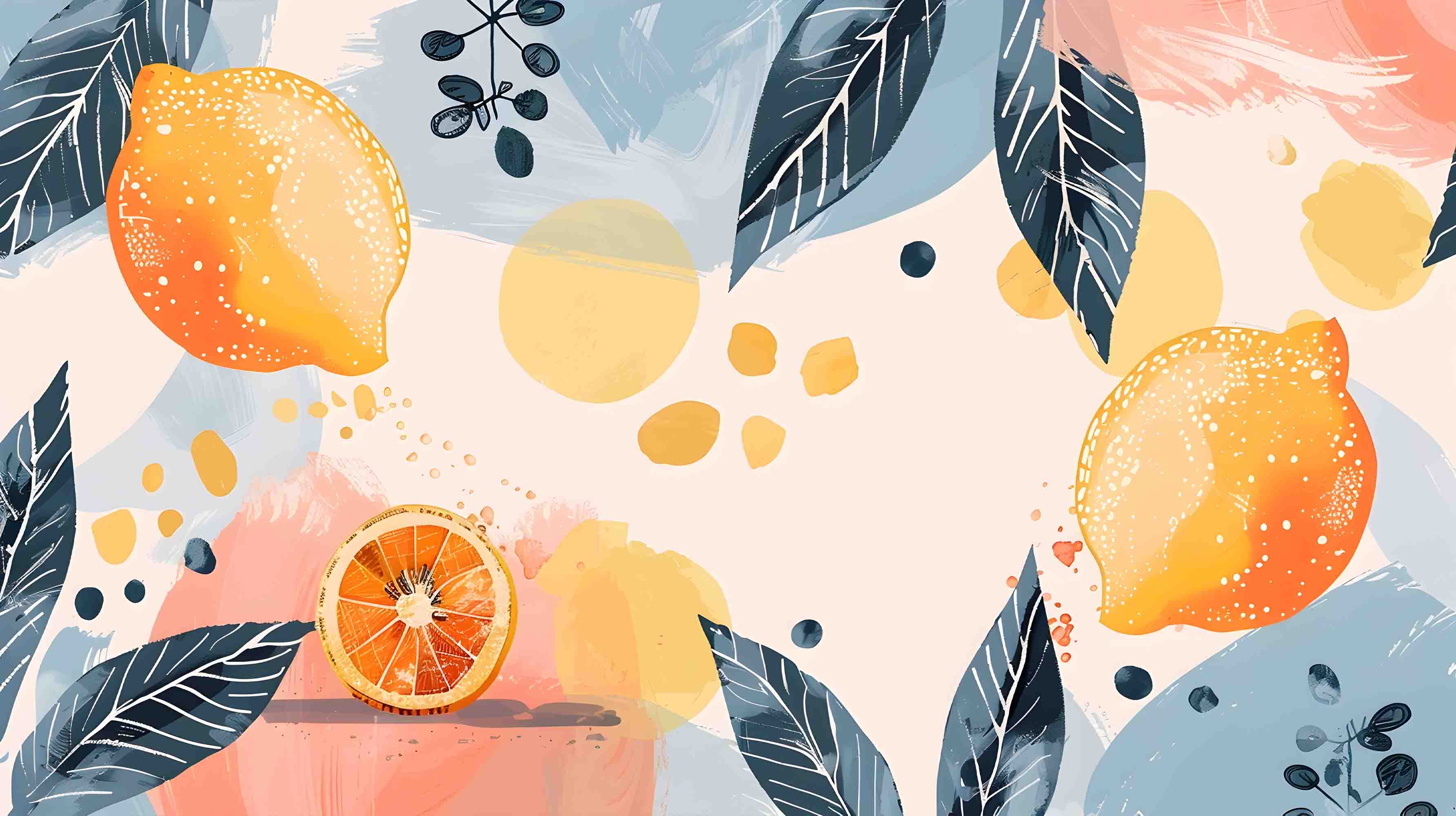 3D Tree Lemon Leaf Wave Point Wall Mural Wallpaper YXL 282