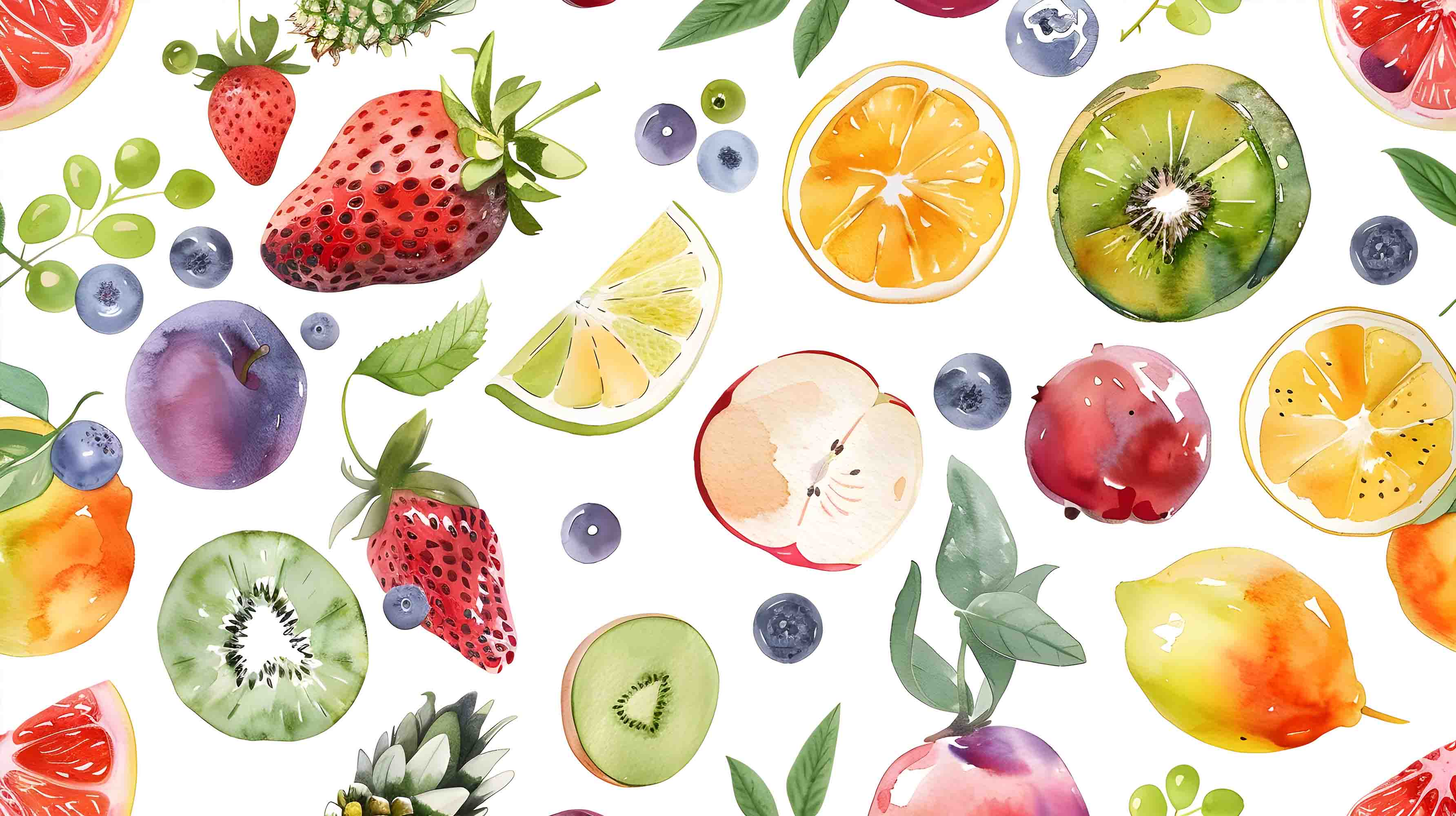 3D Apple Strawberry Kiwi Fruit Wall Mural Wallpaper YXL 283