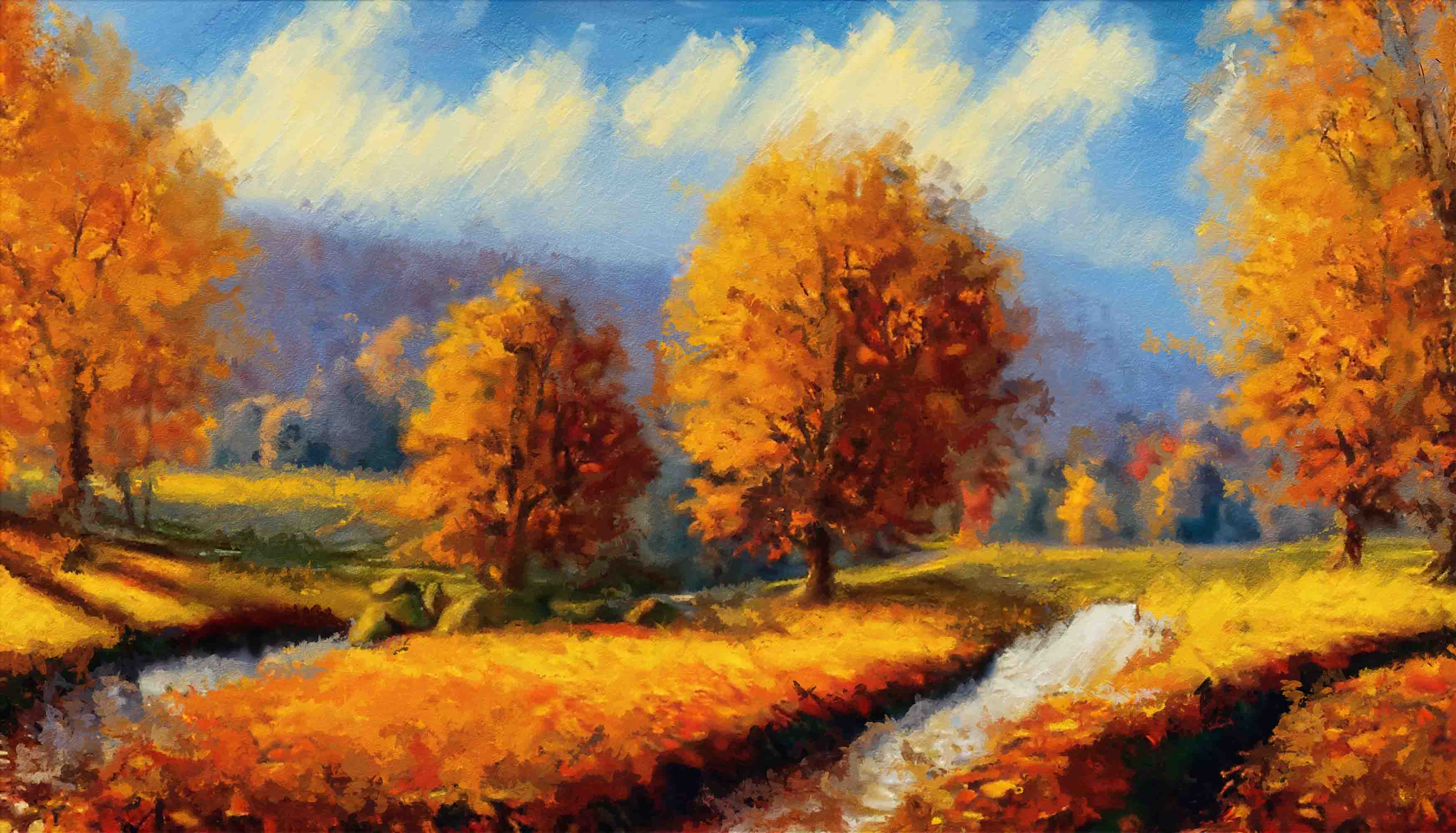 3D Watercolor Fall Forest Tree Scenery Wallpaper Wall Mural Wall Decor Wall Art Wall Sticker Remoable Wallpaper LQH 13