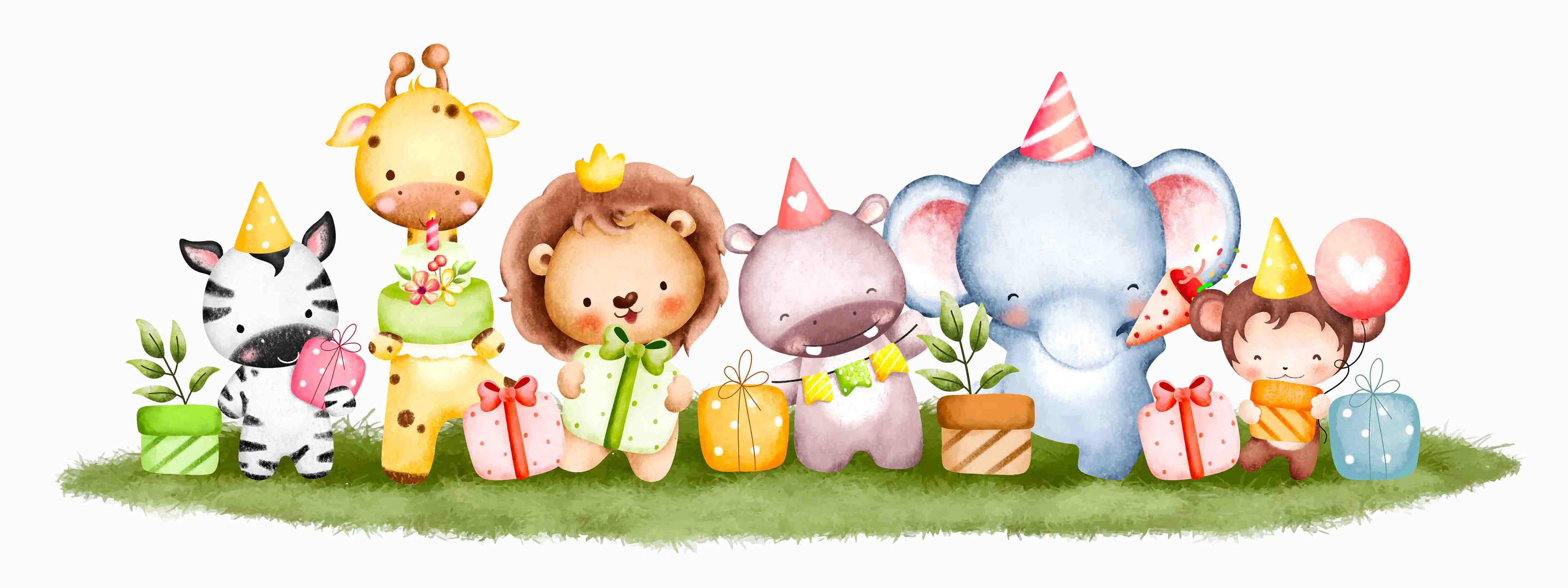 3D Childcare Nursery School Cartoon Animals Kids Gift Wall Mural Wallpaper JN