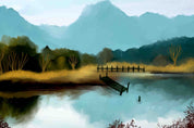 3D Mountains Forest Lake Nature Scenery Wallpaper Wall Mural Wall Decor Wall Art Wall Sticker Remoable Wallpaper LQH 41
