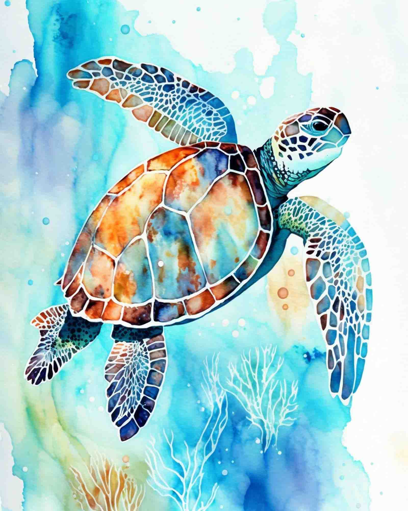 3D Animal Sea Sea Turtle Dot Coral Wall Mural Wallpaper YXL 60