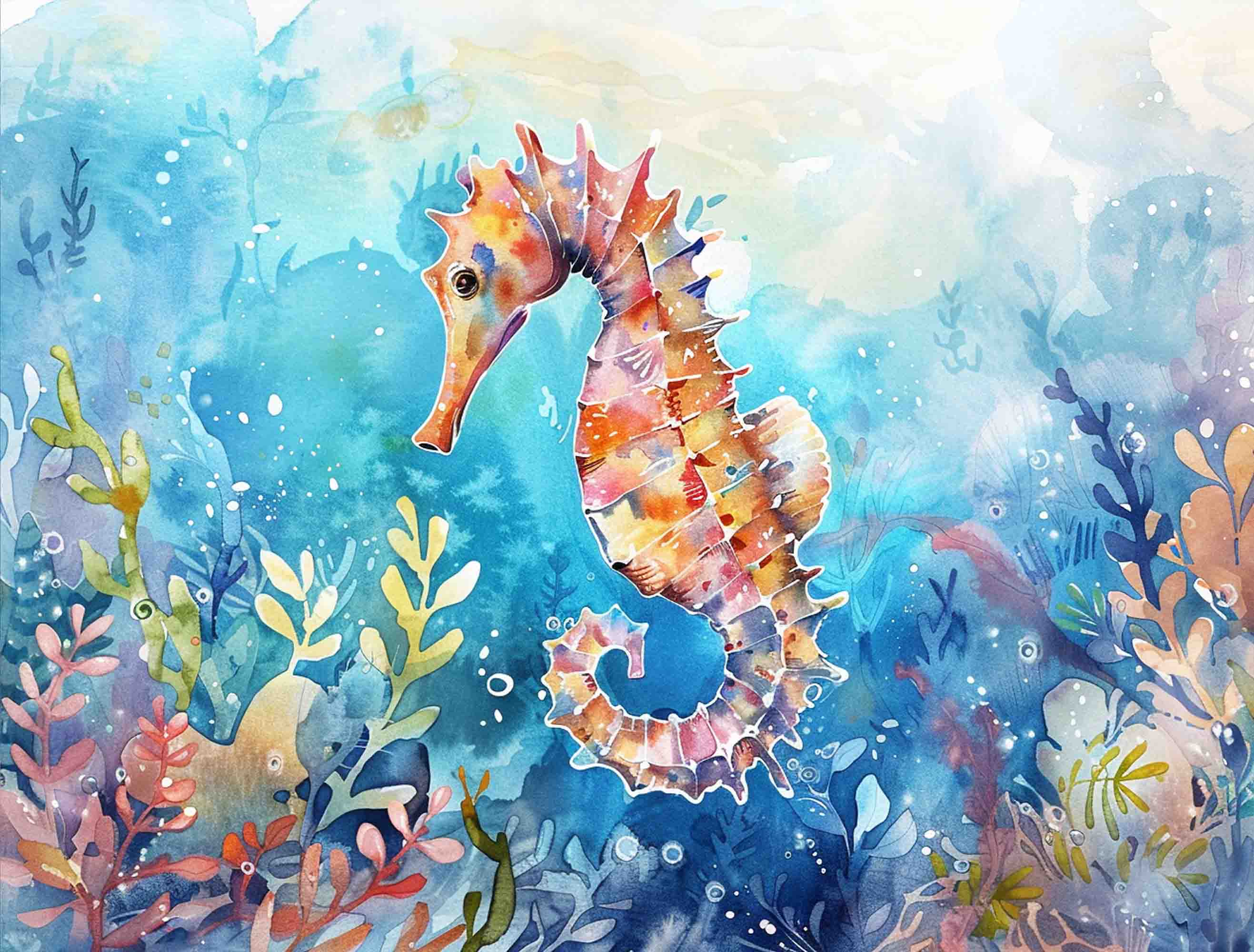 3D Sea Coral Sea Horse Froth Wall Mural Wallpaper YXL 671