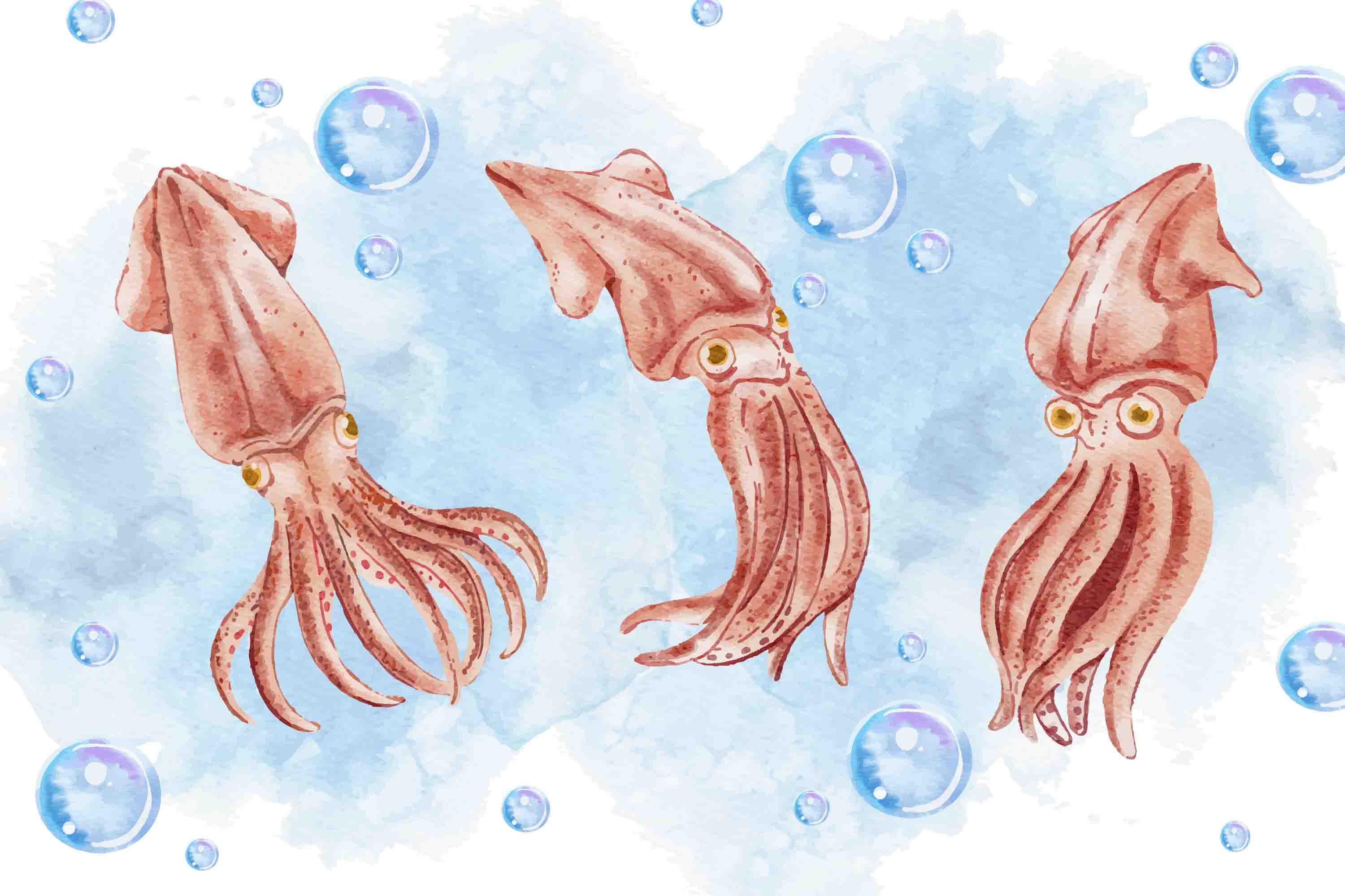 3D Watercolor Blue Ocean Octopus Wallpaper Wall Mural Wall Decor Wall Art Wall Sticker Remoable Wallpaper LQH 71
