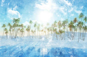 3D Tropical Sky Sea Coconut Tree Landscape Wallpaper Wall Mural Wall Decor Wall Art Wall Sticker Remoable Wallpaper LQH