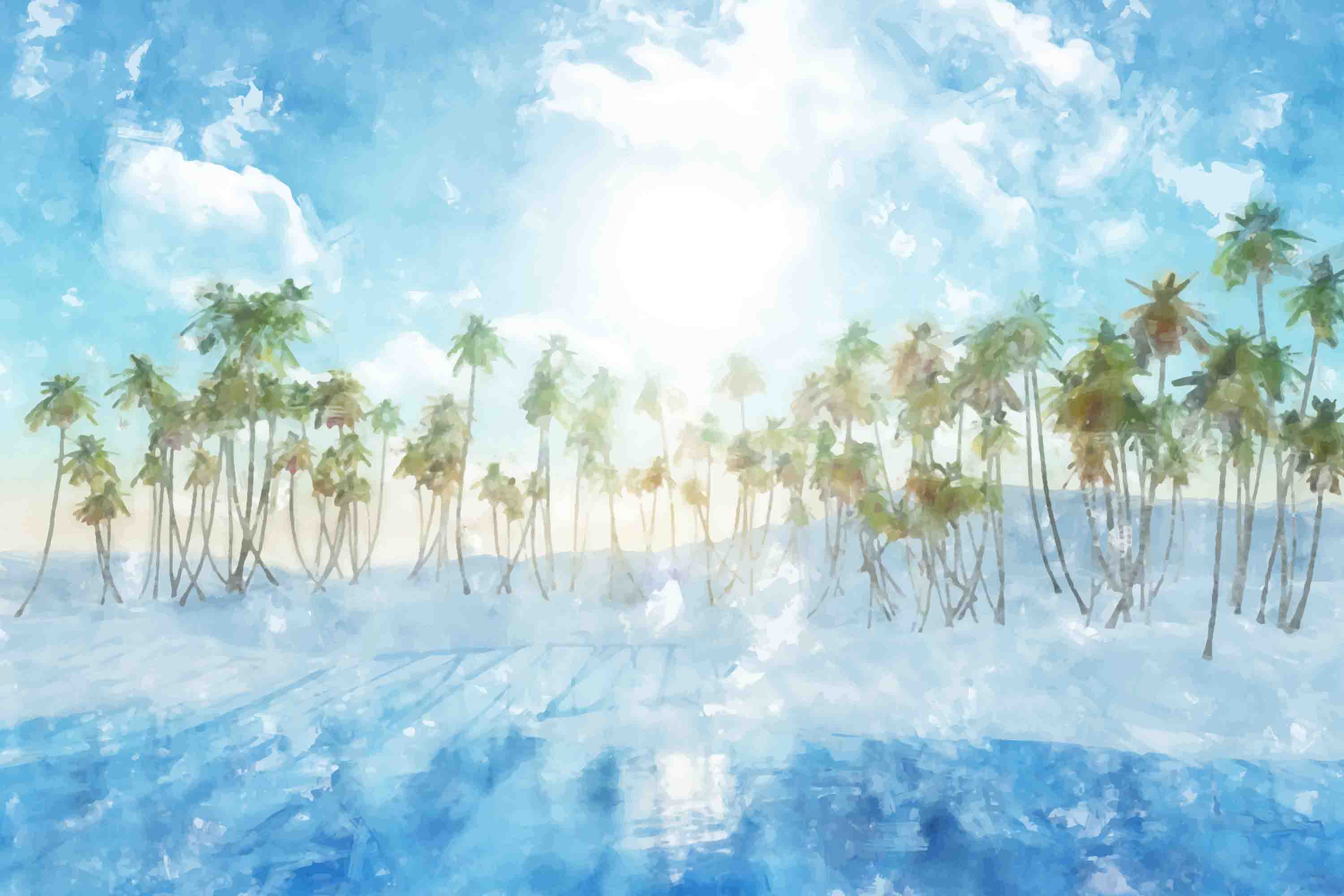 3D Tropical Sky Sea Coconut Tree Landscape Wallpaper Wall Mural Wall Decor Wall Art Wall Sticker Remoable Wallpaper LQH