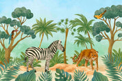 3D Cartoon Green Forest Animal Giraffe Wallpaper Wall Mural Wall Decor Wall Art Wall Sticker Remoable Wallpaper LQH 1