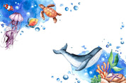 3D Sea Sea Turtle Whale Fish Jellyfish Wall Mural Wallpaper YXL 677