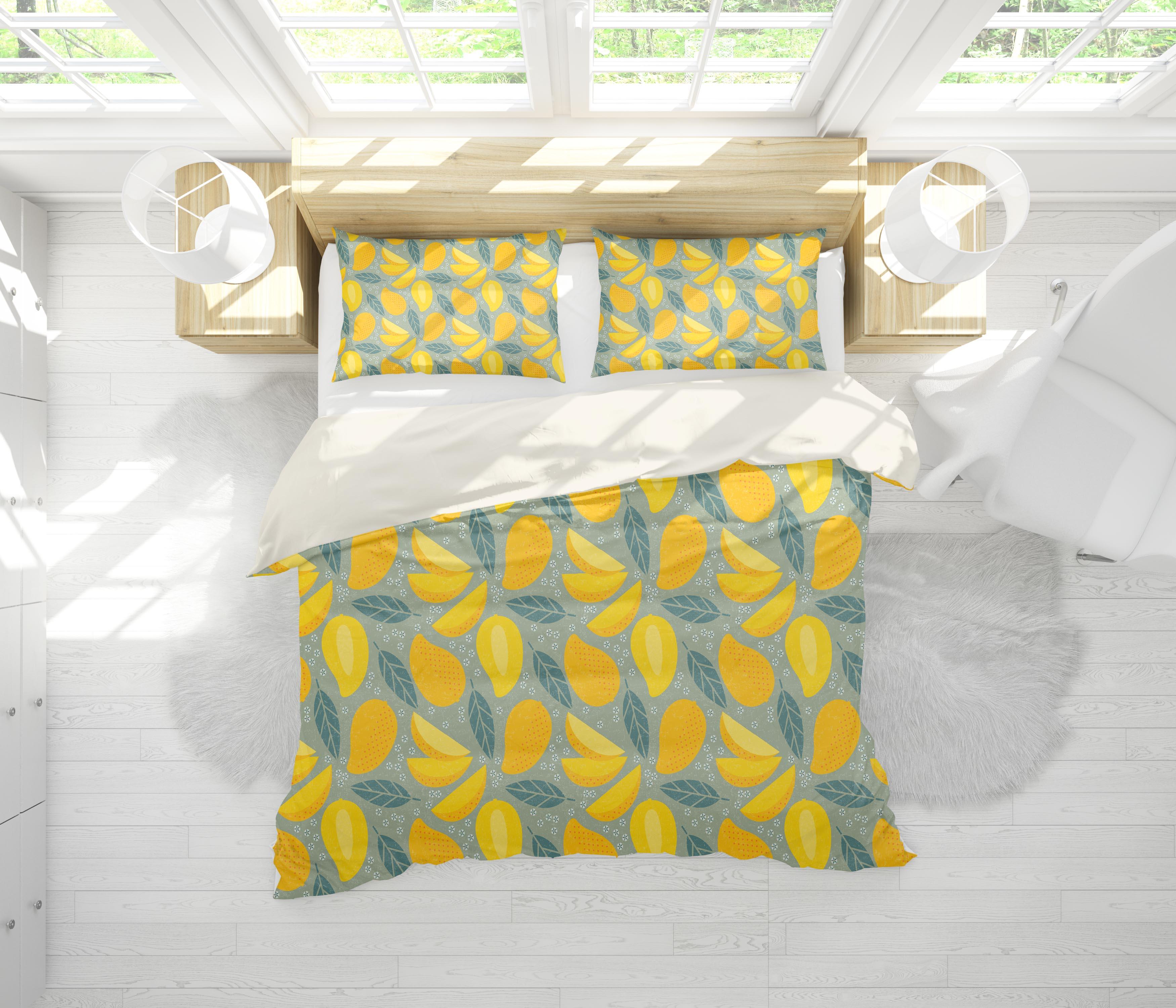 3D Yellow Mango Leaves Quilt Cover Set Bedding Set Pillowcases 175- Jess Art Decoration