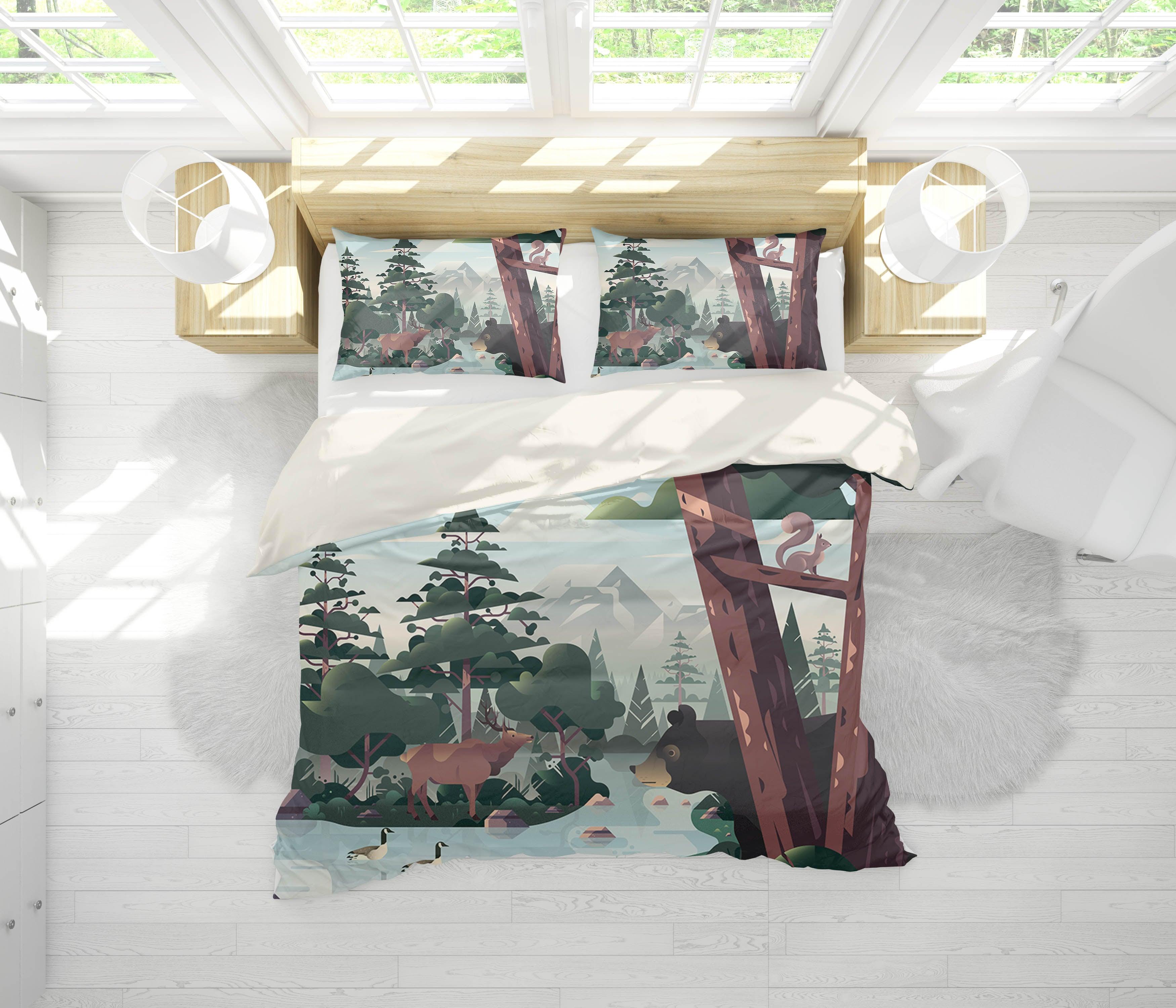 3D Cartoon Green Tropical Quilt Cover Set Bedding Set Pillowcases  18- Jess Art Decoration