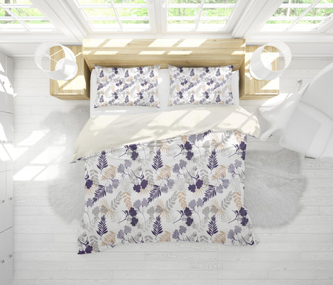3D White Floral Leaves Quilt Cover Set Bedding Set Pillowcases 179- Jess Art Decoration