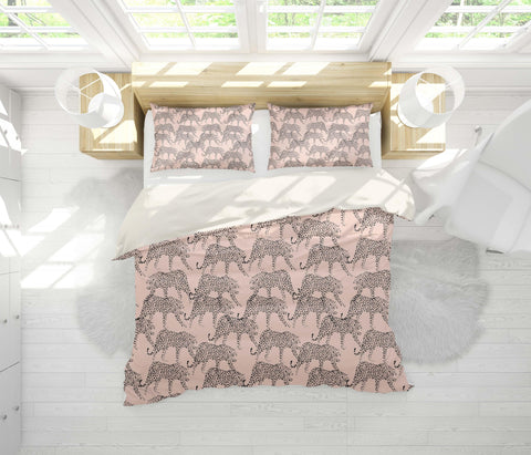 3D Pink Leopard Quilt Cover Set Bedding Set Pillowcases 98- Jess Art Decoration