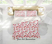 3D White Red Strawberry Quilt Cover Set Bedding Set Pillowcases 20- Jess Art Decoration