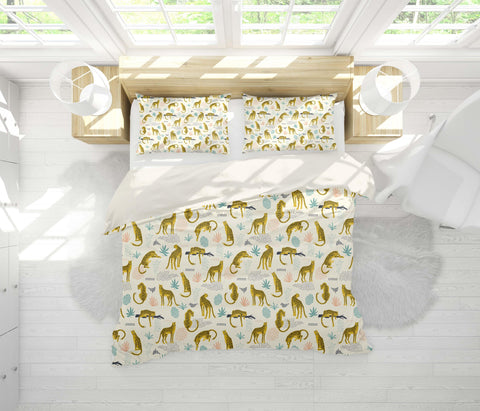 3D Leopard Plants White Quilt Cover Set Bedding Set Pillowcases 212- Jess Art Decoration