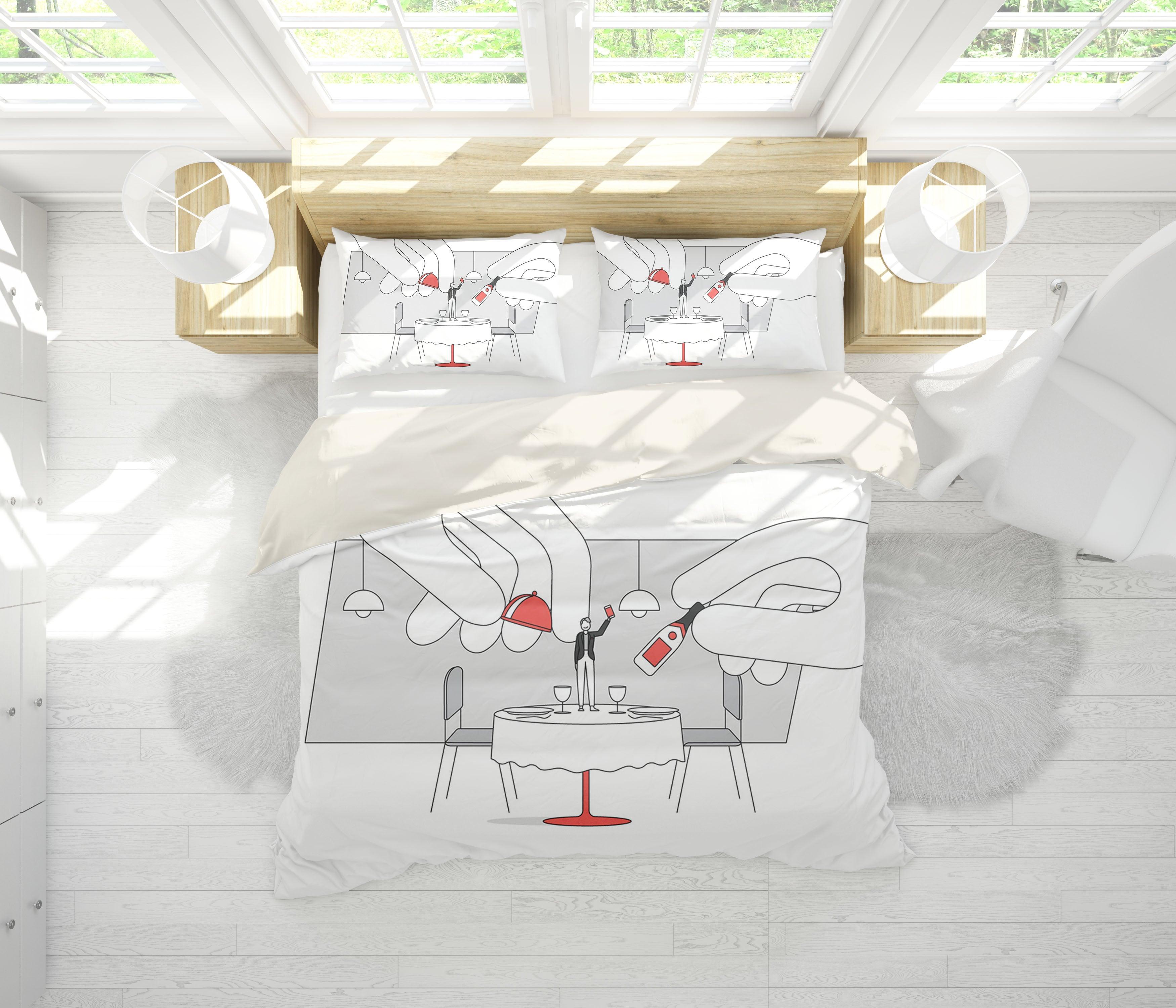 3D Table Wine Glass Quilt Cover Set Bedding Set Pillowcases 136- Jess Art Decoration
