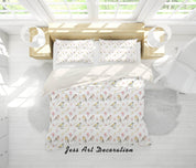3D White Bird Floral Leaves Quilt Cover Set Bedding Set Pillowcases 51- Jess Art Decoration