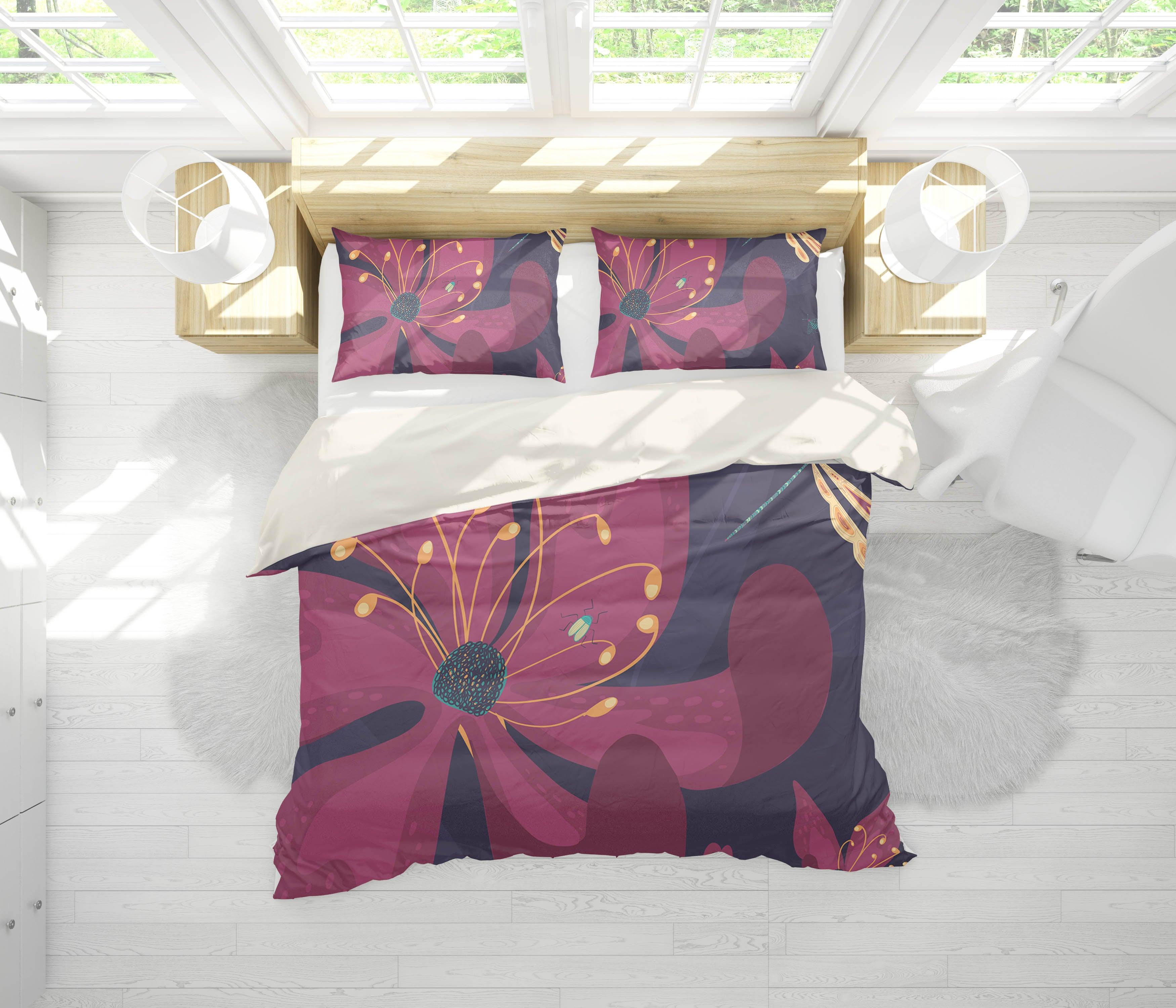 3D Pink Flowers Quilt Cover Set Bedding Set Pillowcases 71- Jess Art Decoration