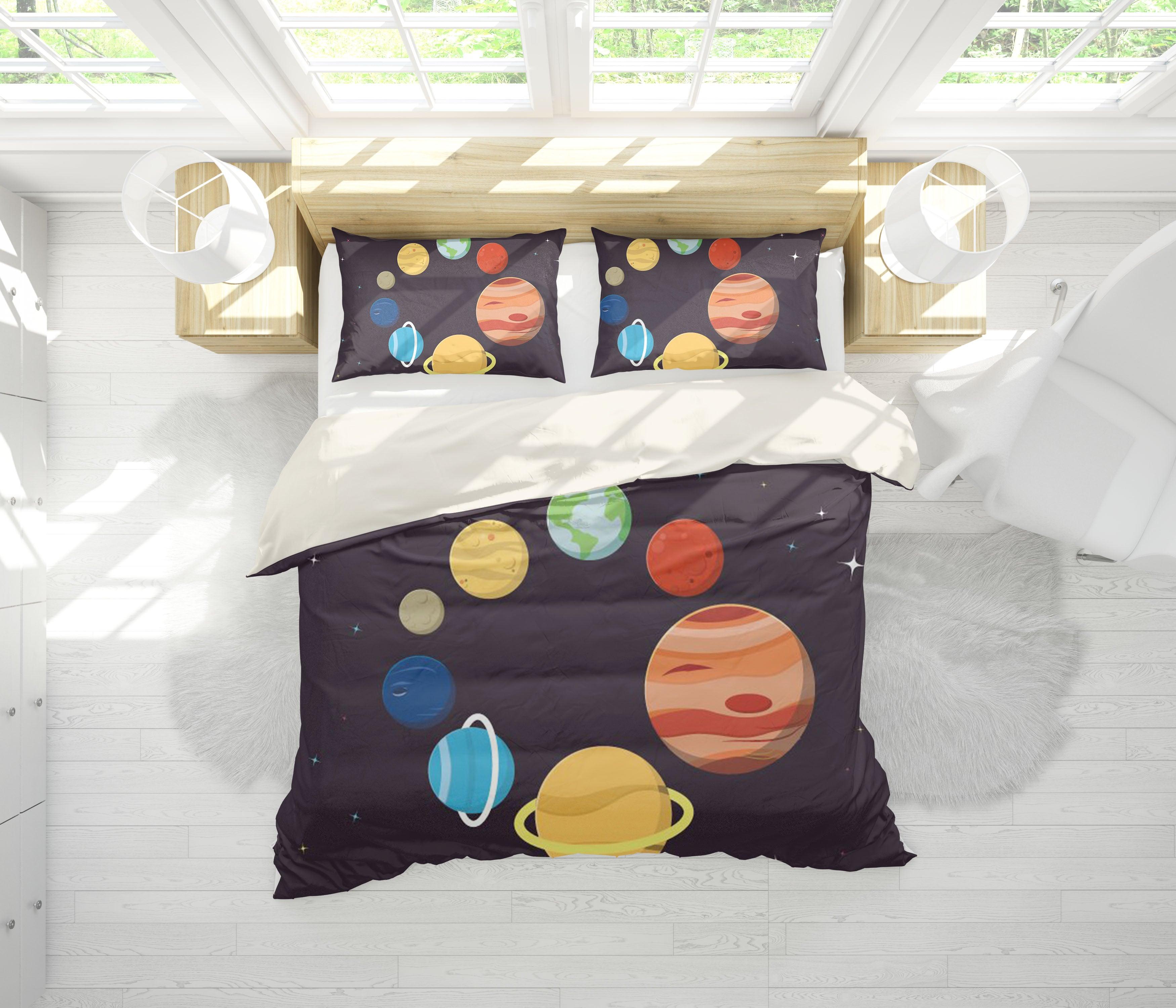 3D Color Planet Quilt Cover Set Bedding Set Pillowcases  33- Jess Art Decoration
