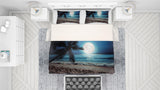 3D Blue Sea Moon Beach Tree Quilt Cover Set Bedding Set Pillowcases 33- Jess Art Decoration