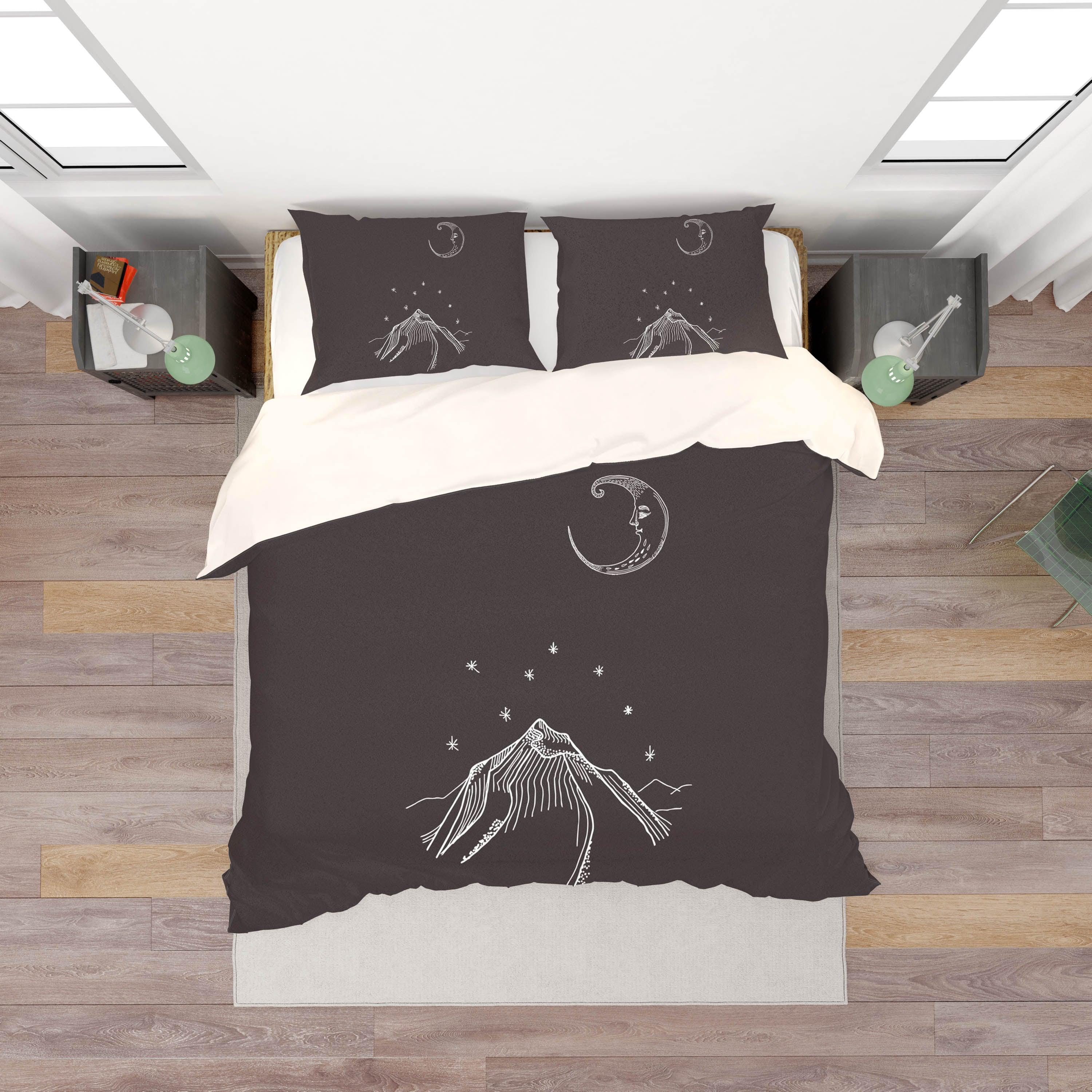 3D Moon Mountain Simple Line Drawing Quilt Cover Set Bedding Set Pillowcases  65- Jess Art Decoration