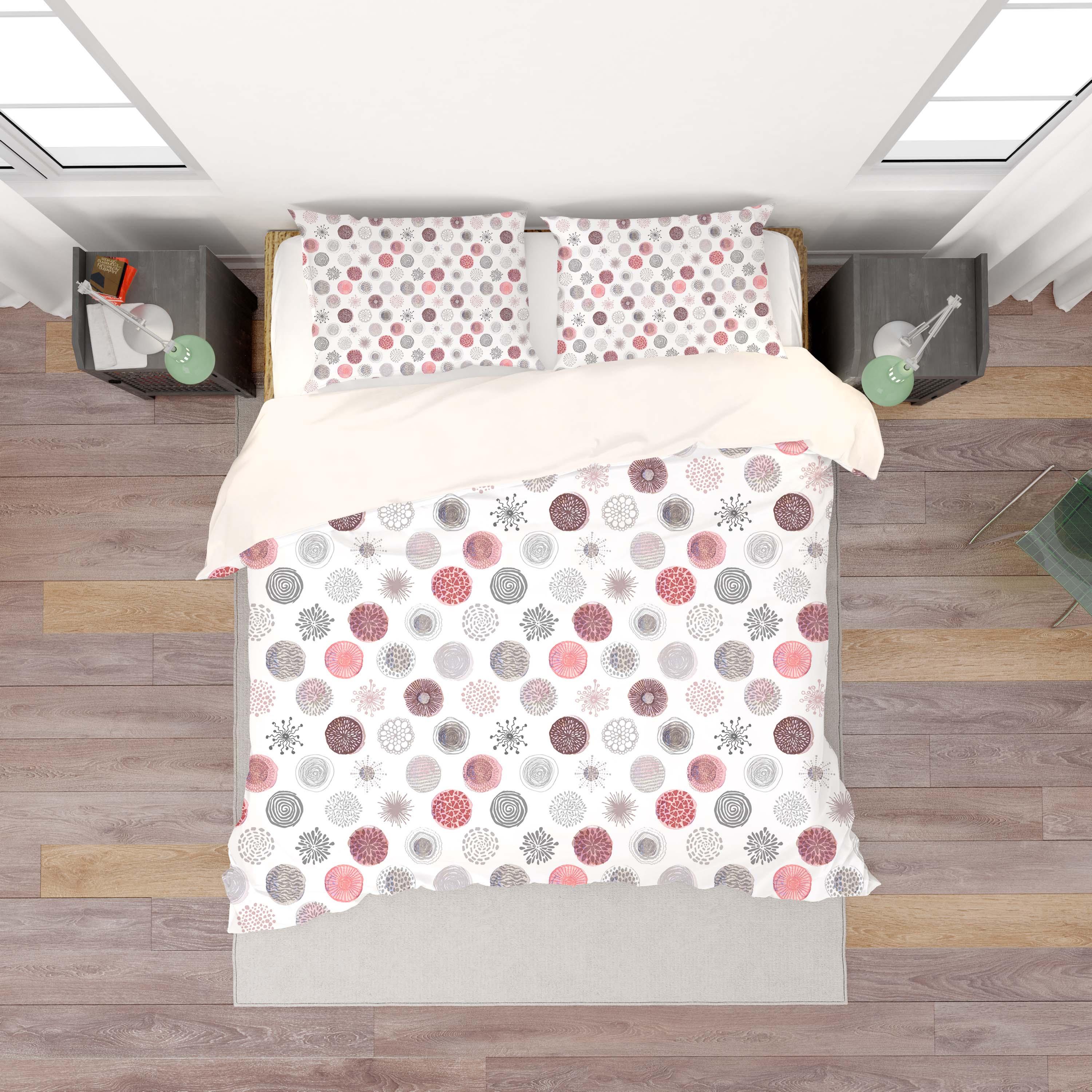 3D White Circle Pattern Quilt Cover Set Bedding Set Pillowcases 112- Jess Art Decoration