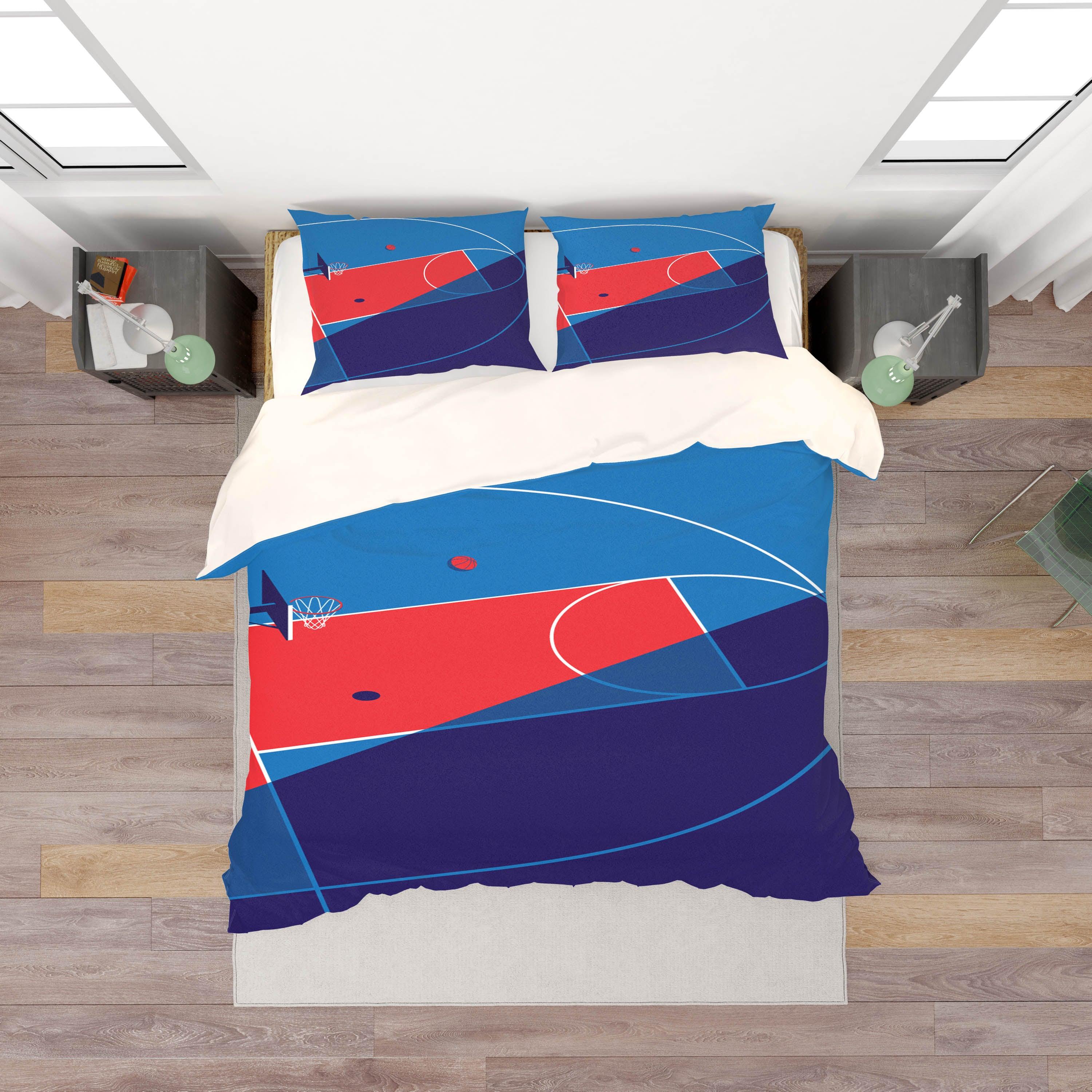 3D Colorful Basketball Court Pattern Quilt Cover Set Bedding Set Pillowcases  44- Jess Art Decoration