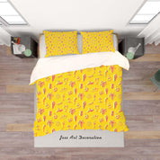 3D Yellow Seaside Vacation Swimsuit Sunglasses Pineapple Drink Tree Quilt Cover Set Bedding Set Pillowcases 27- Jess Art Decoration