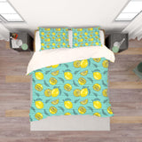 3D Blue Stripes Lemon Quilt Cover Set Bedding Set Pillowcases 122- Jess Art Decoration